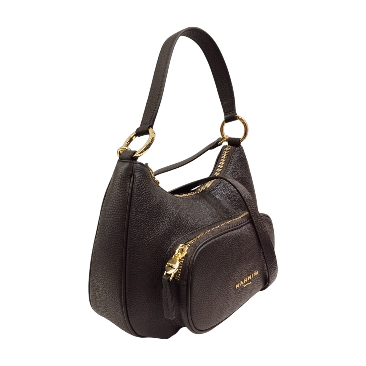 Nannini Firenze Borsa a Spalla Jessica Donna in Pelle Sigaro con Tracolla e Tasca Frontale