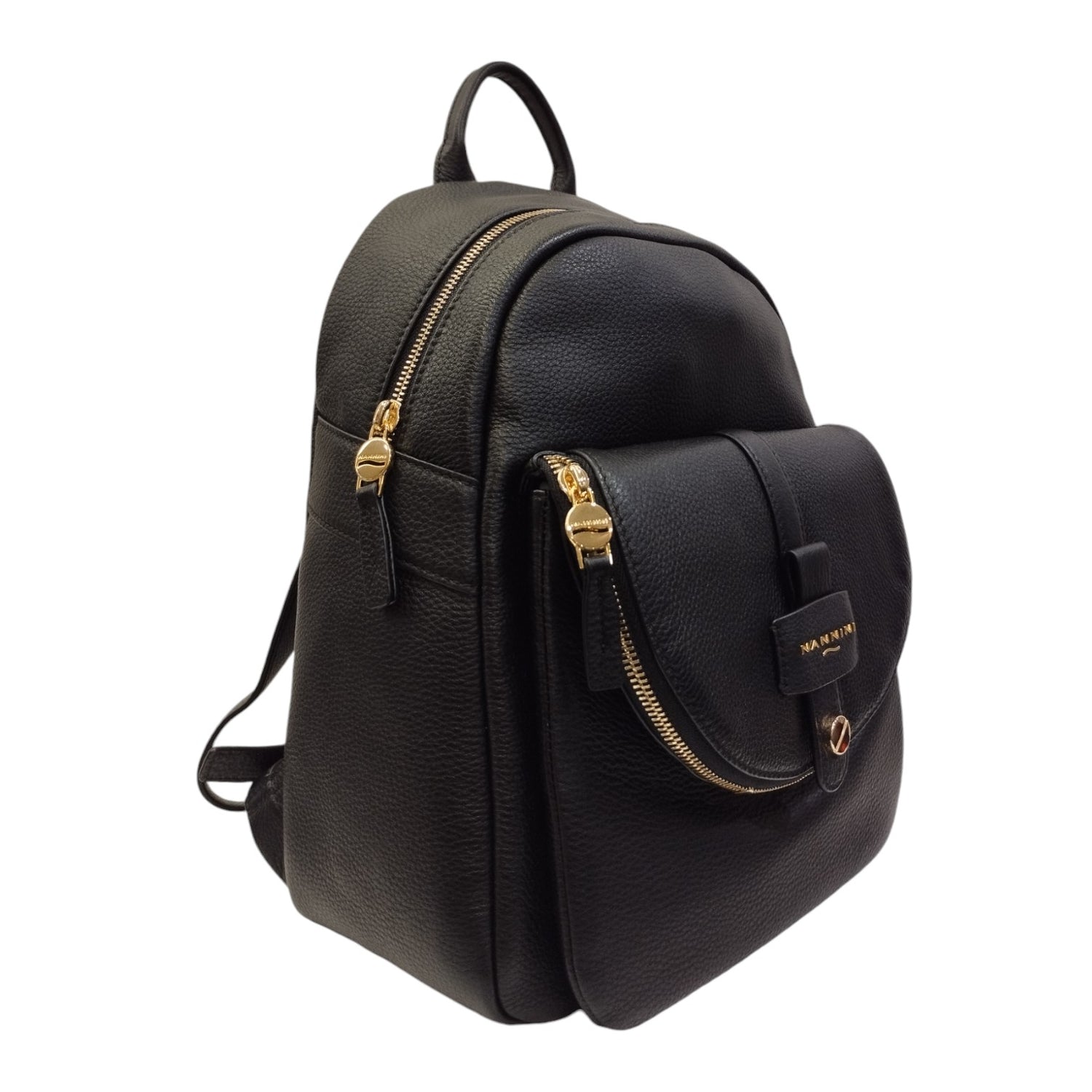 Nannini Firenze Zaino Donna in Pelle Martellata Nero