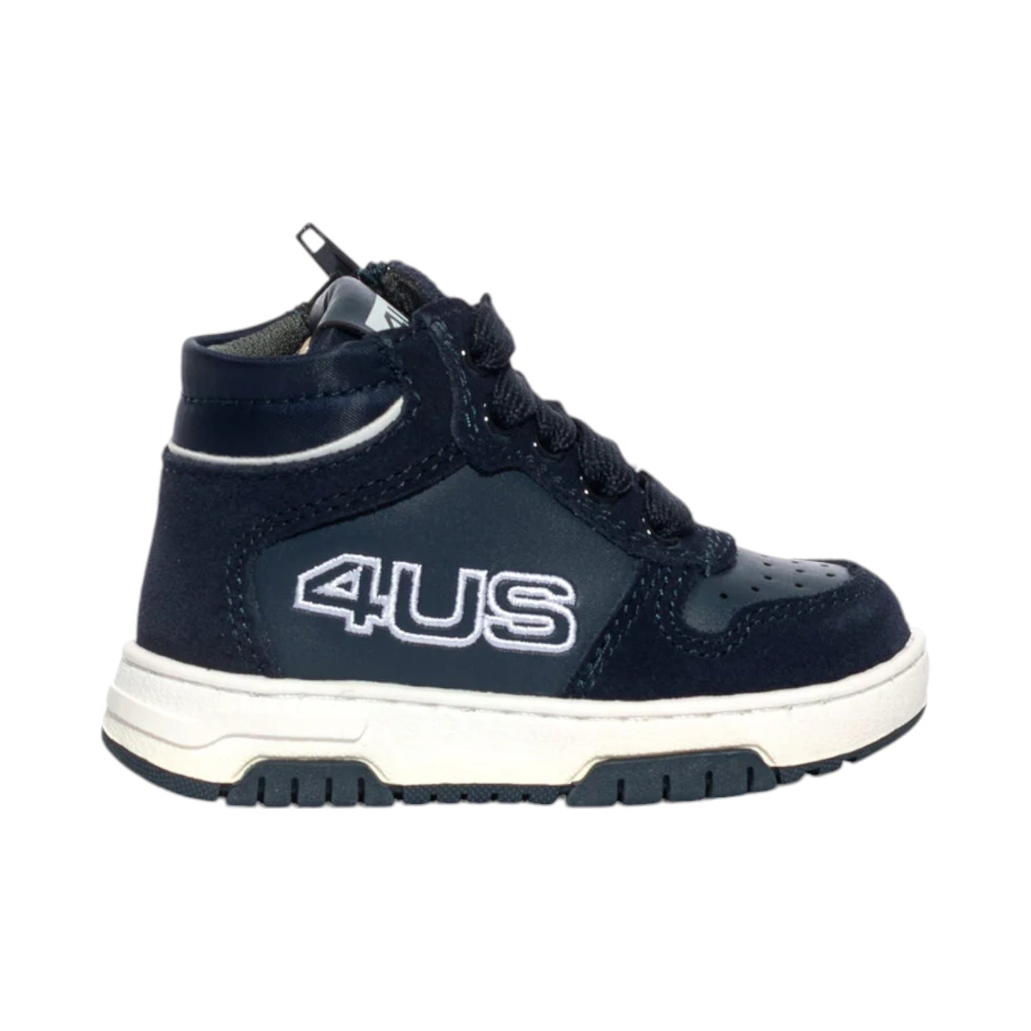 4us Sneakers Alta Blu in Misto Pelle e Camoscio da Bambina