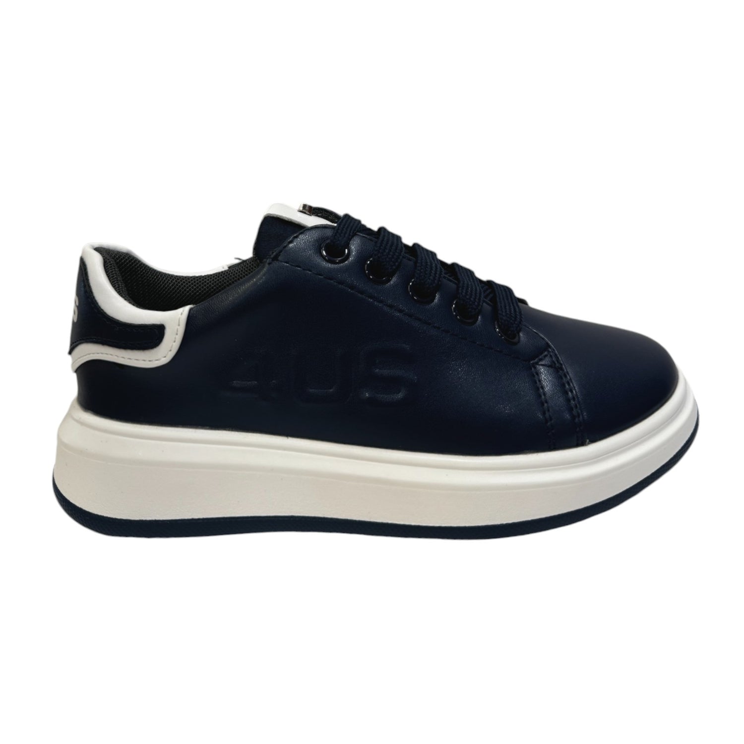 4us Sneakers Blu con Lacci e Zip Laterale da Bambino