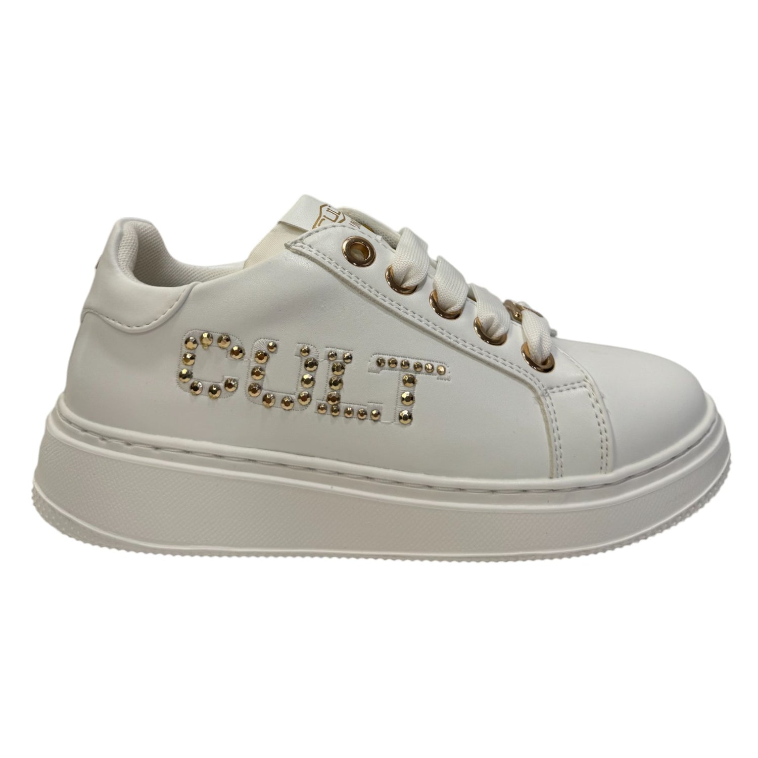 Cult Young Sneakers Bianca con Mini Borchie Dorate