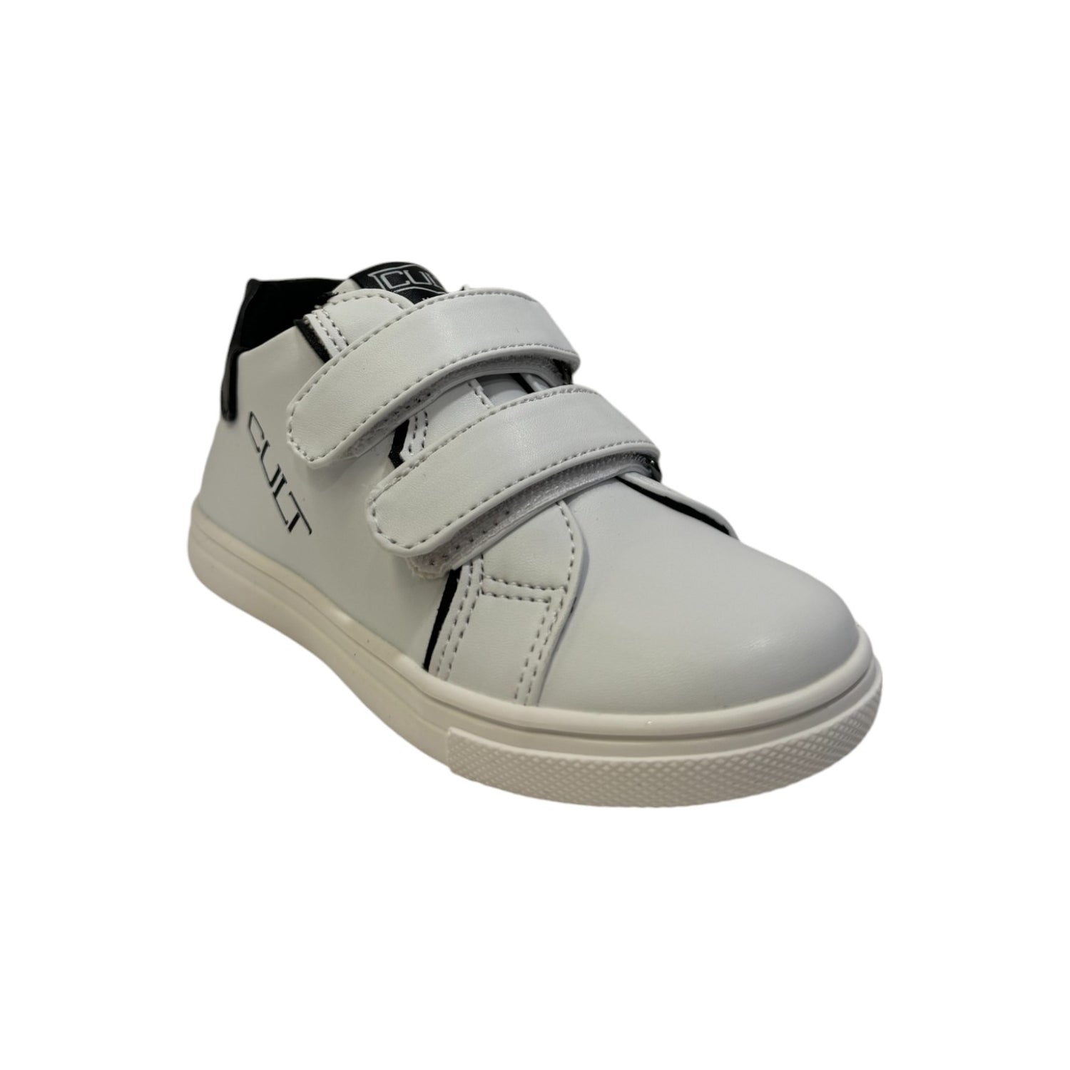 Cult Sneakers Bianca con Inserti Neri e Strappo da Bambino