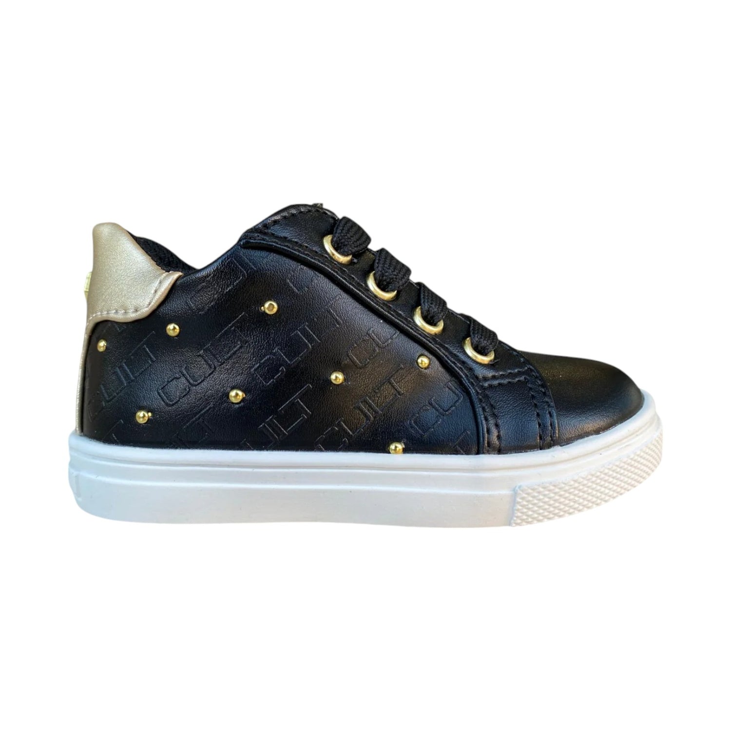 Cult Young Sneakers Nera Logata con Borchiette Dorate