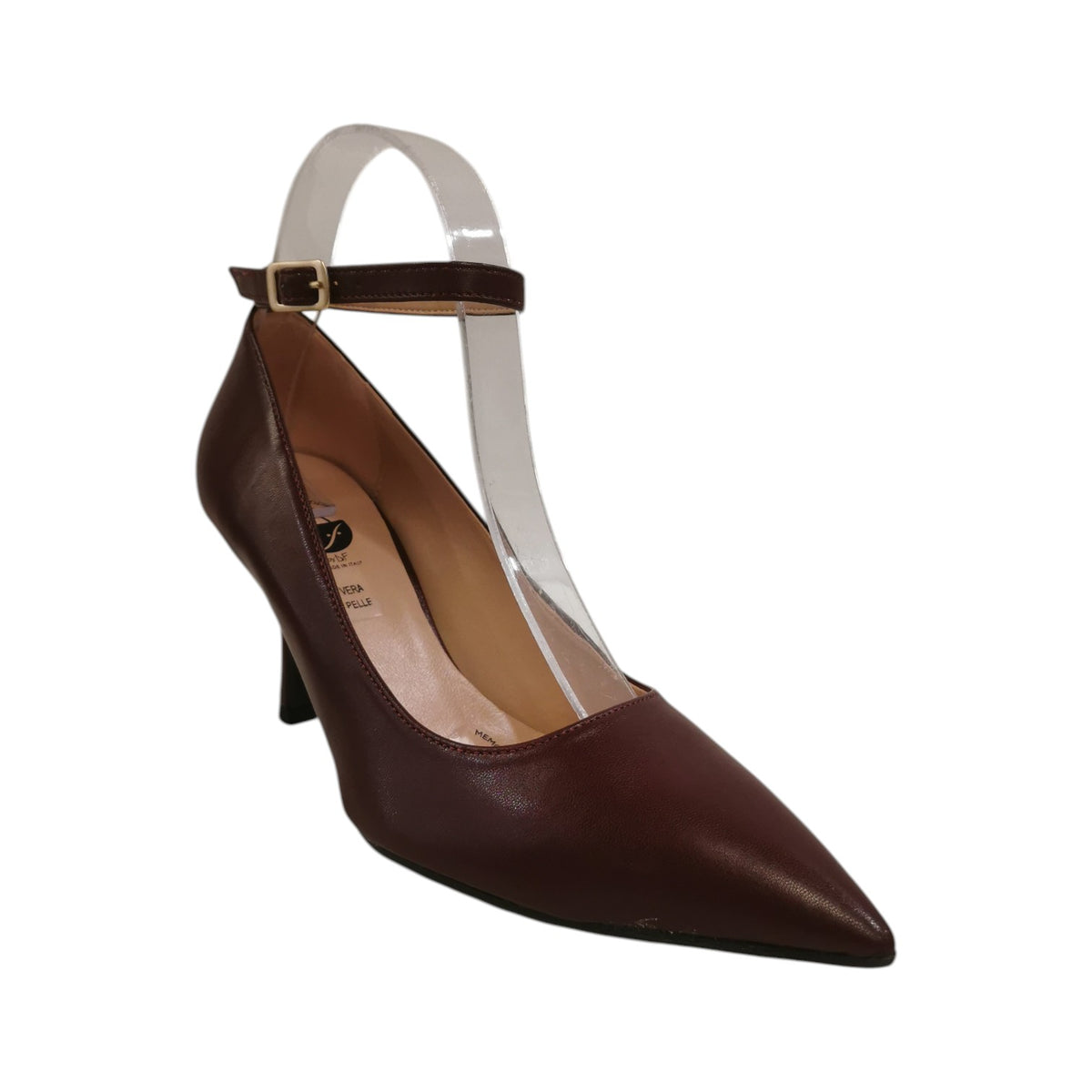 Scarpeborseonline Décolleté Donna in Ecopelle Bordeaux con Tacco a Stiletto Alto 70mm