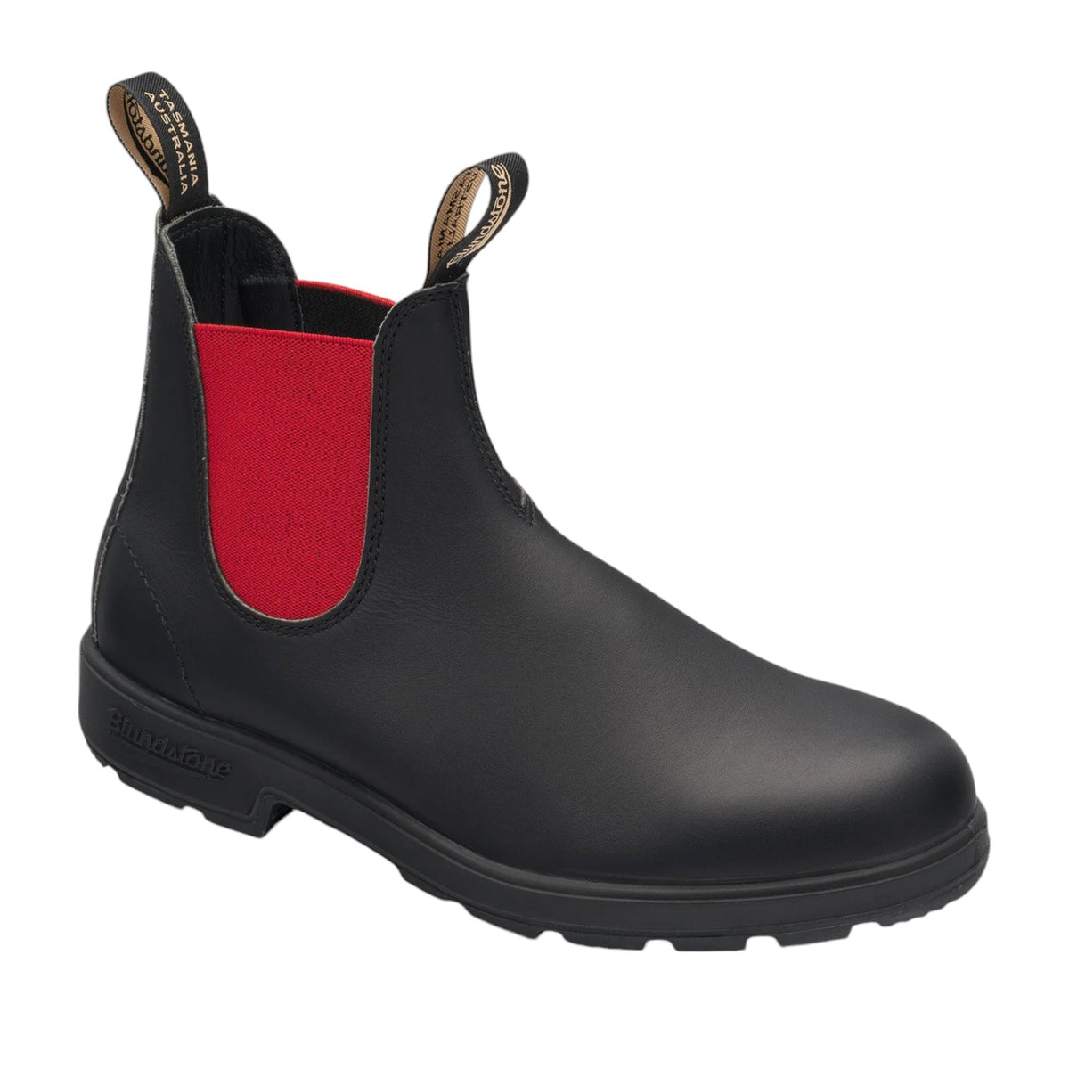 Blundstone Beatles Uomo in Pelle Nera con Elastici Laterali Rossi