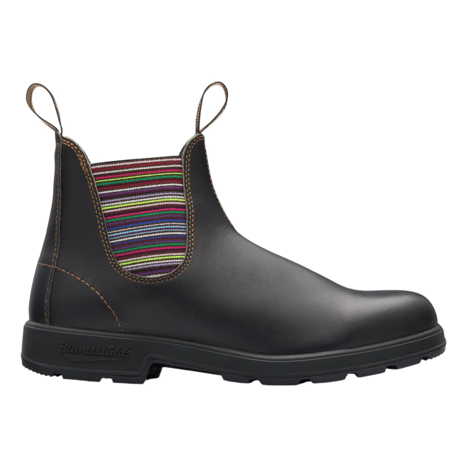 Blundstone Beatles Uomo in Pelle Marrone con Elastici a Righe Colorate