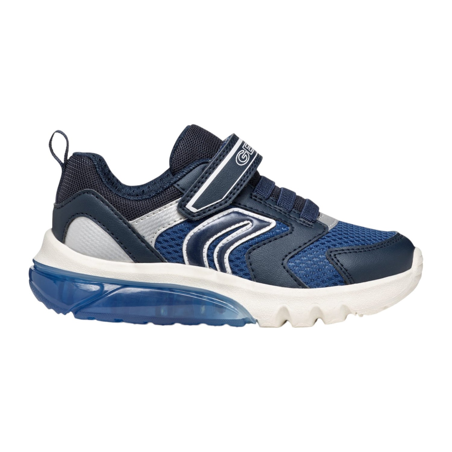 Geox Sneakers Blu in Ecopelle e Tessuto con Strappo da Bambino