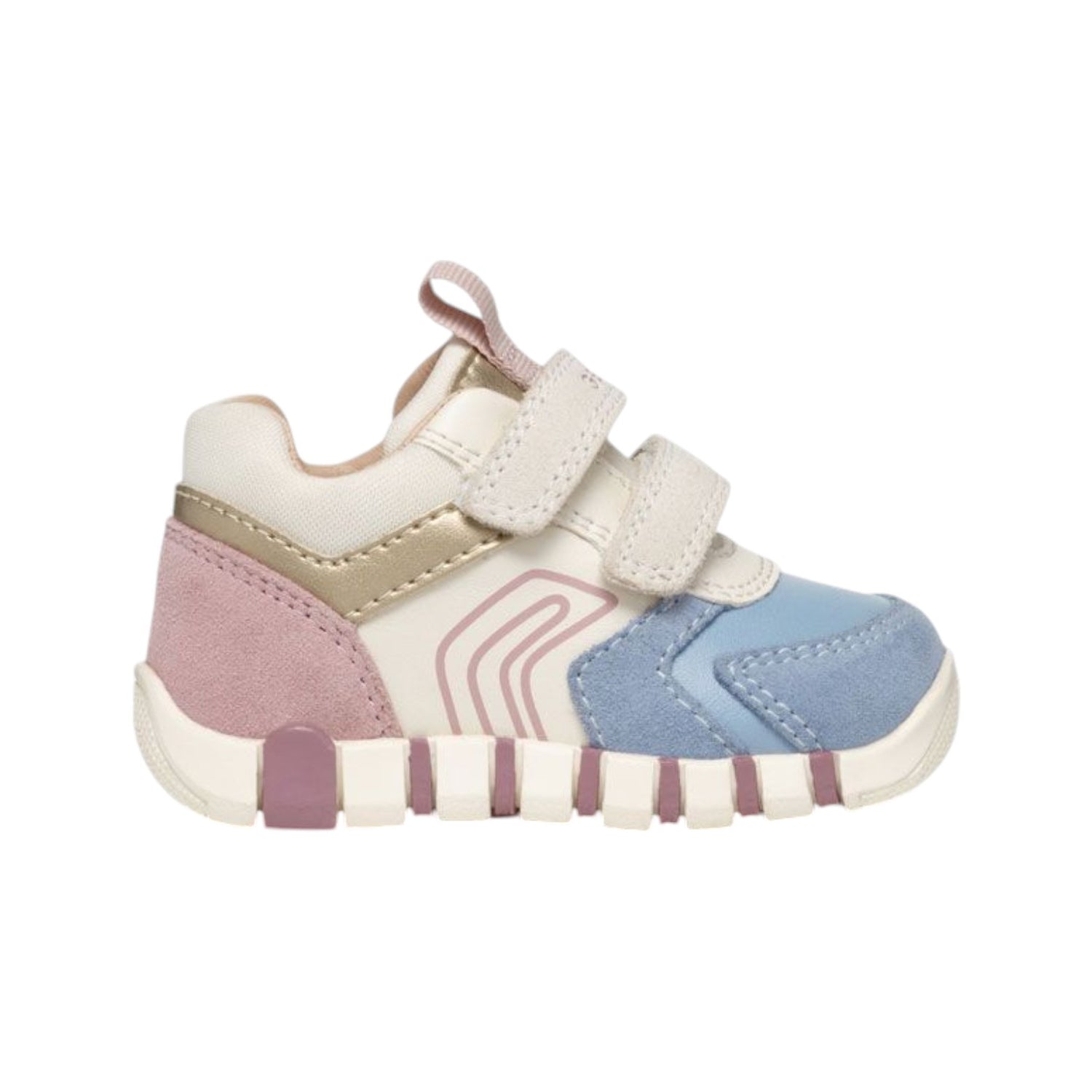 Geox Sneakers Rosa Avio in Camoscio con Strappo da Bambina