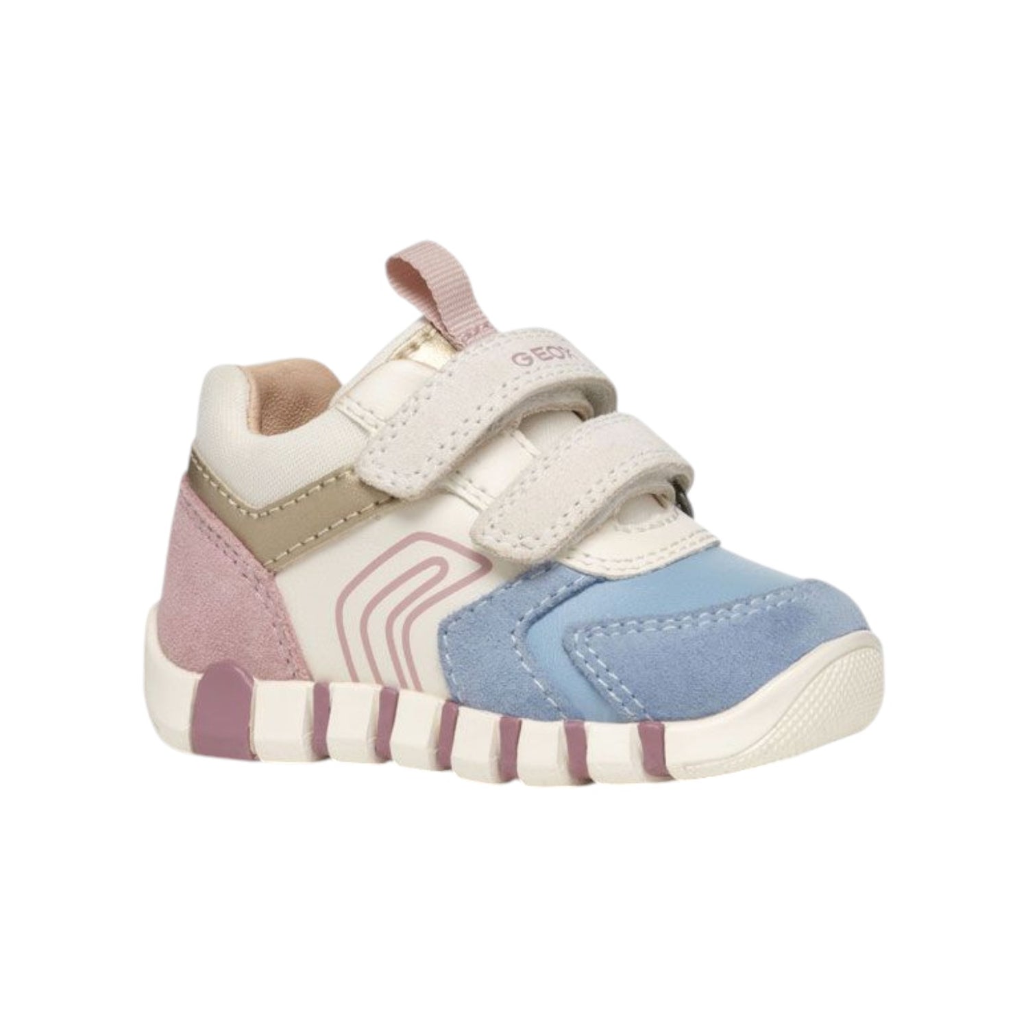 Geox Sneakers Rosa Avio in Camoscio con Strappo da Bambina