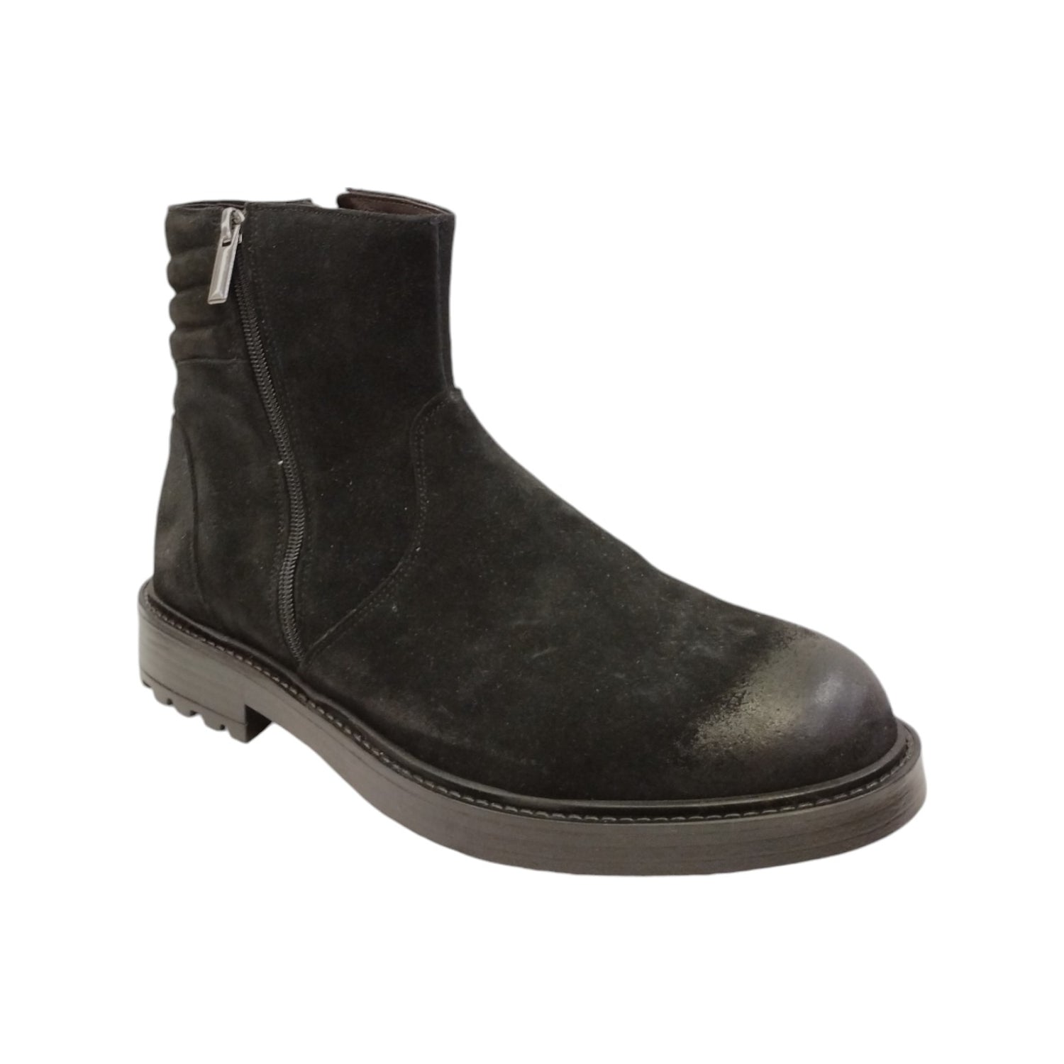 Exton Stivaletto Uomo in Camoscio Nero con Cerniera