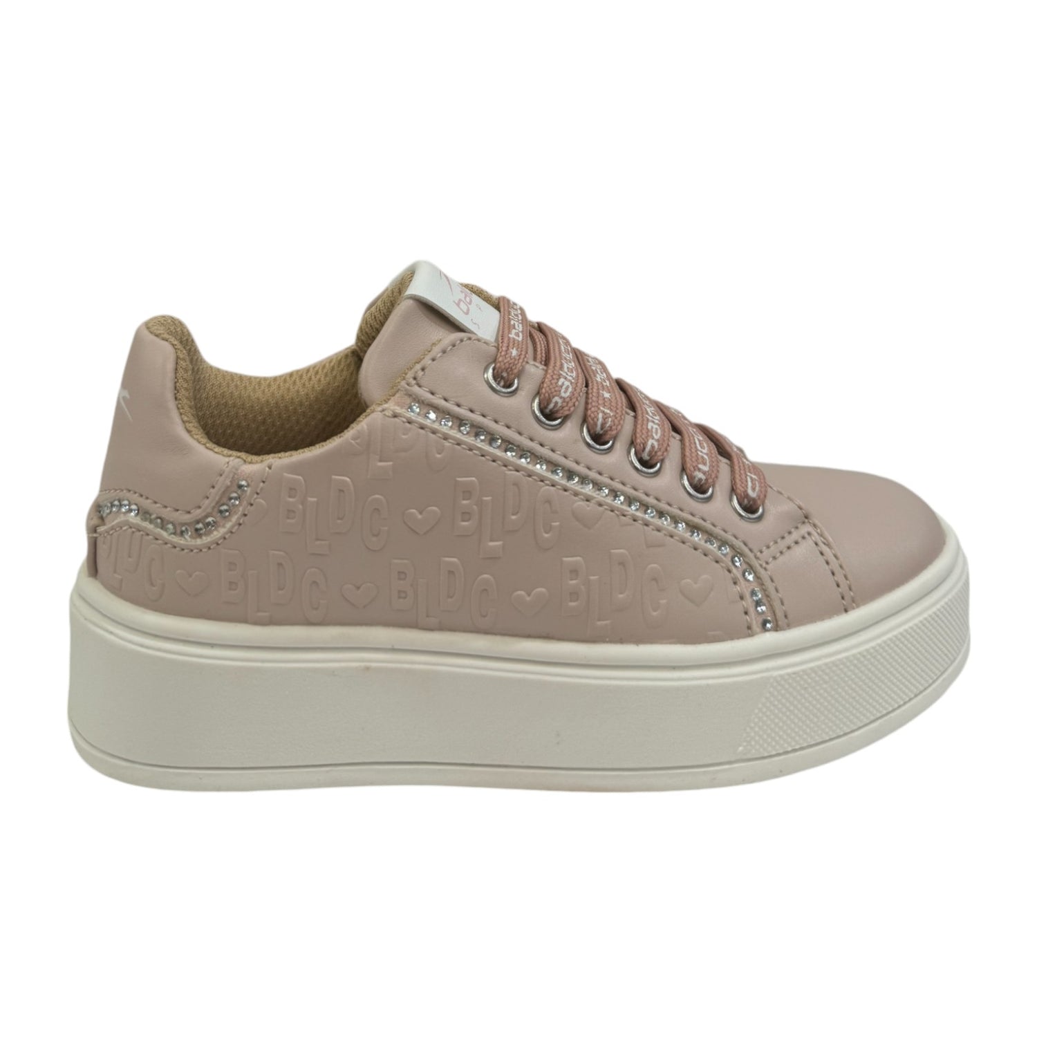 Balducci Sport Sneakers Bambina in Ecopelle Rosa Logata con Lacci e Cerniera