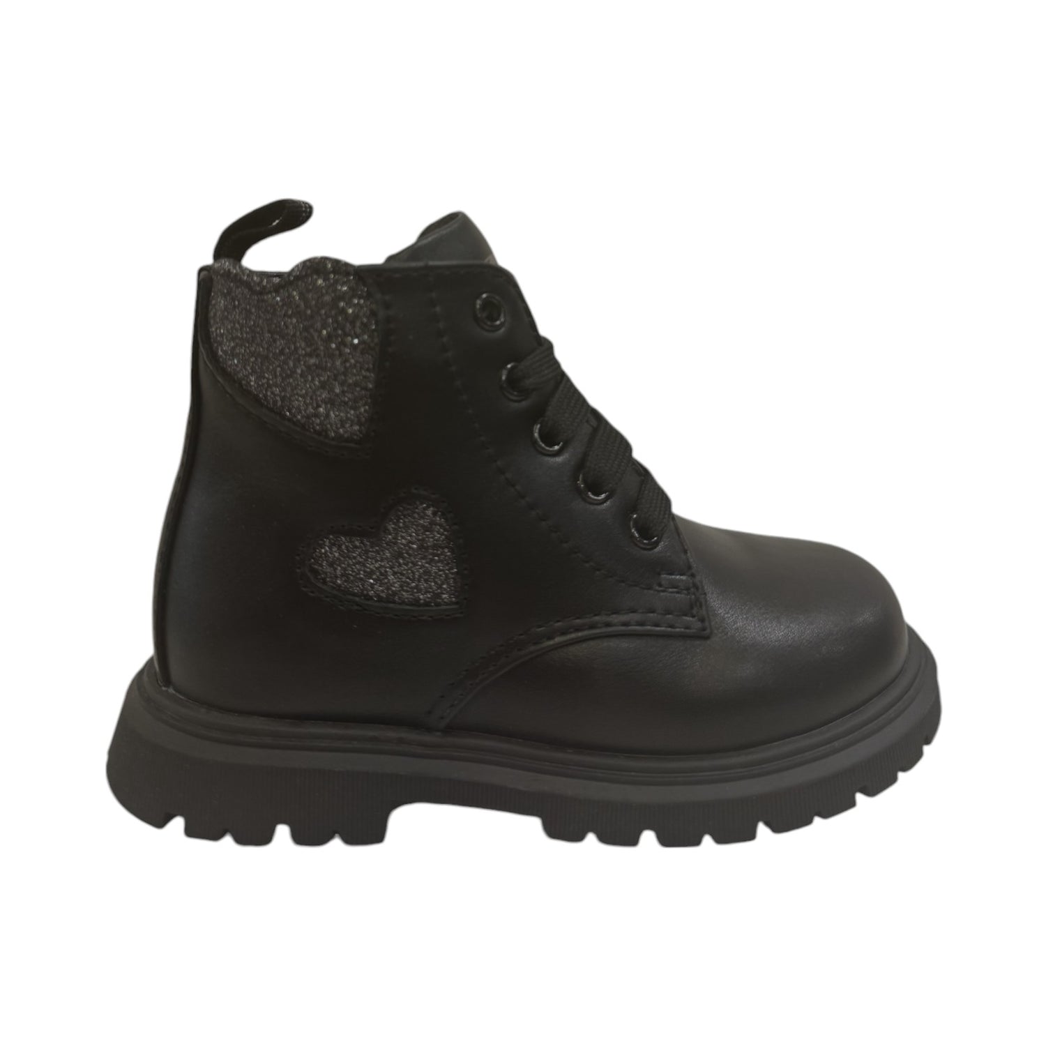 Balducci Sport Anfibio Bambina in Ecopelle Nera con Cuoricini Laterali