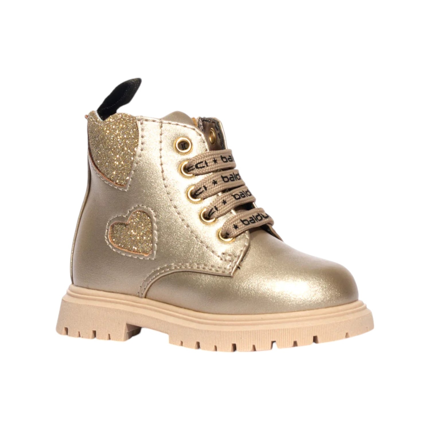 Balducci Sport Anfibio Bambina in Ecopelle Laminata Platino con Cuoricini Laterali