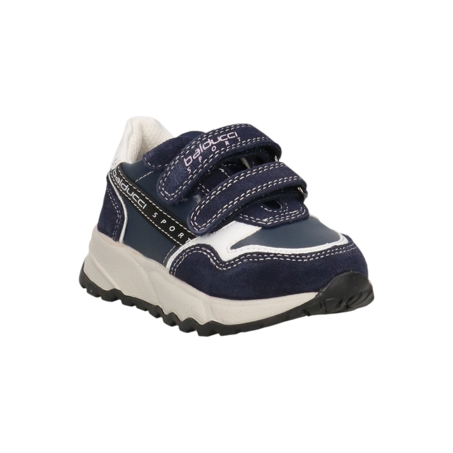 Balducci Sport Sneakers Bambino in Camoscio Blu con Doppio Strappo e Inserti Bianchi