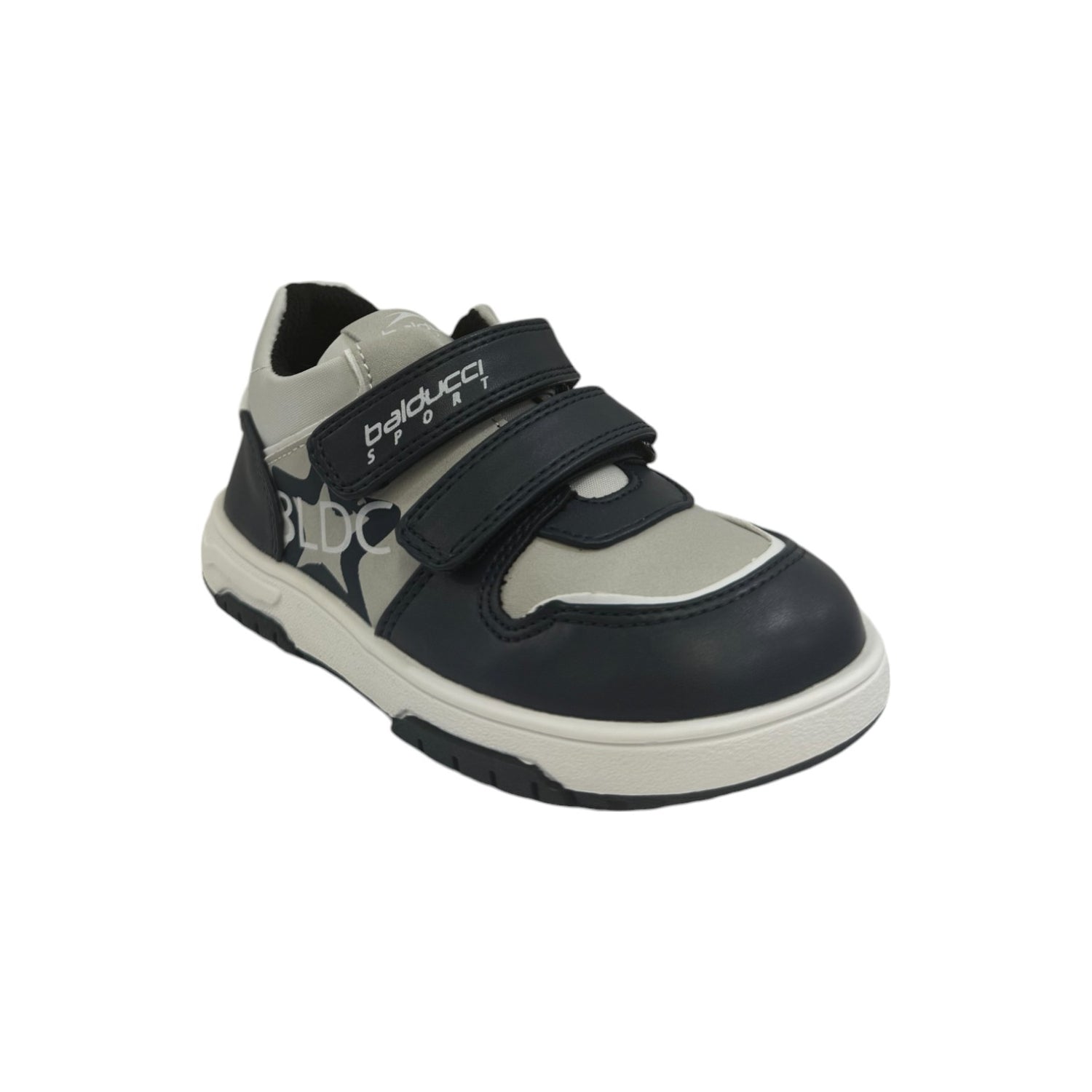 Balducci Sport Sneakers Bambino in Ecopelle e Tessuto Blu con Strappo e Inserti Grigi