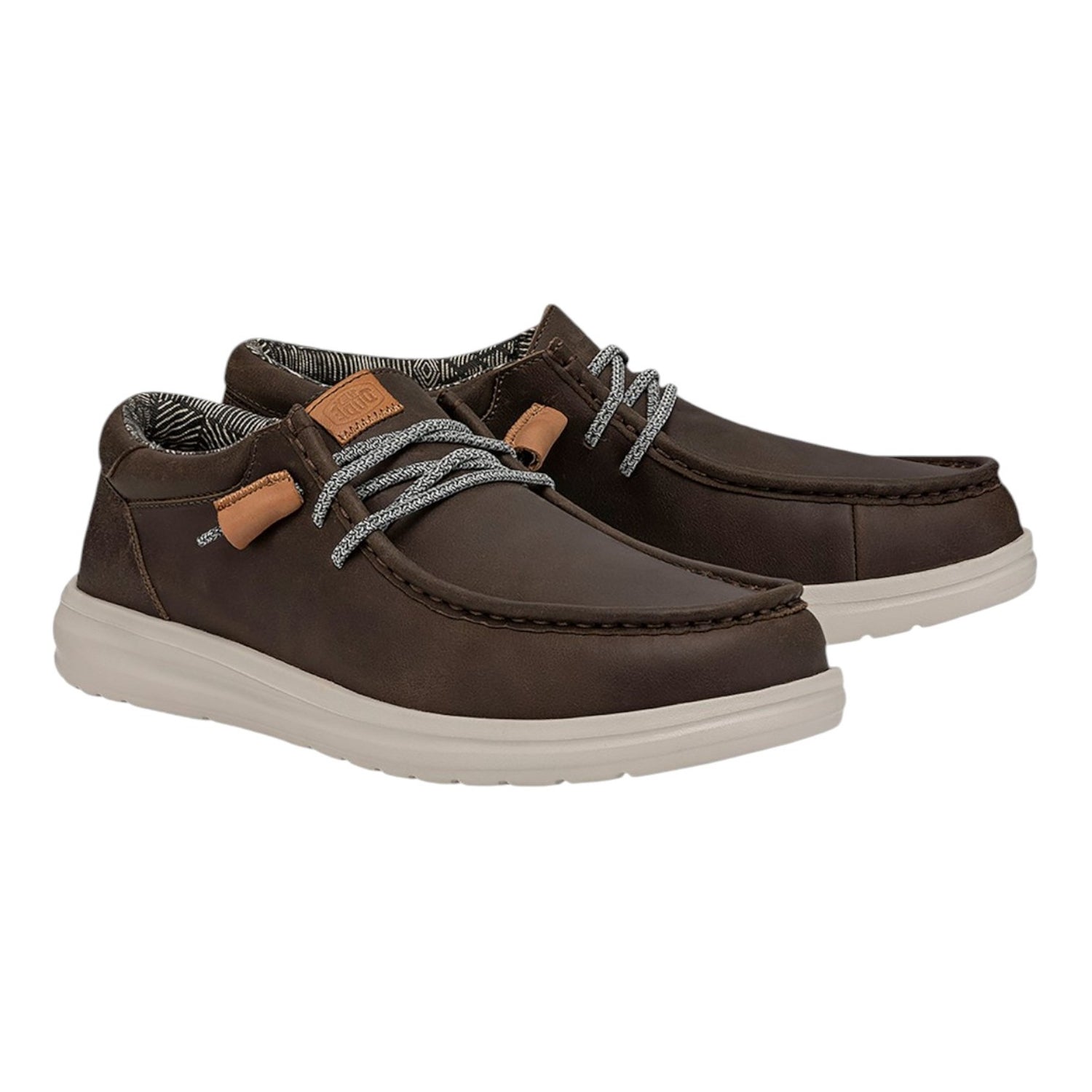 Hey Dude Wally Grip Craft Leather Mocassino Uomo in Pelle Grigio