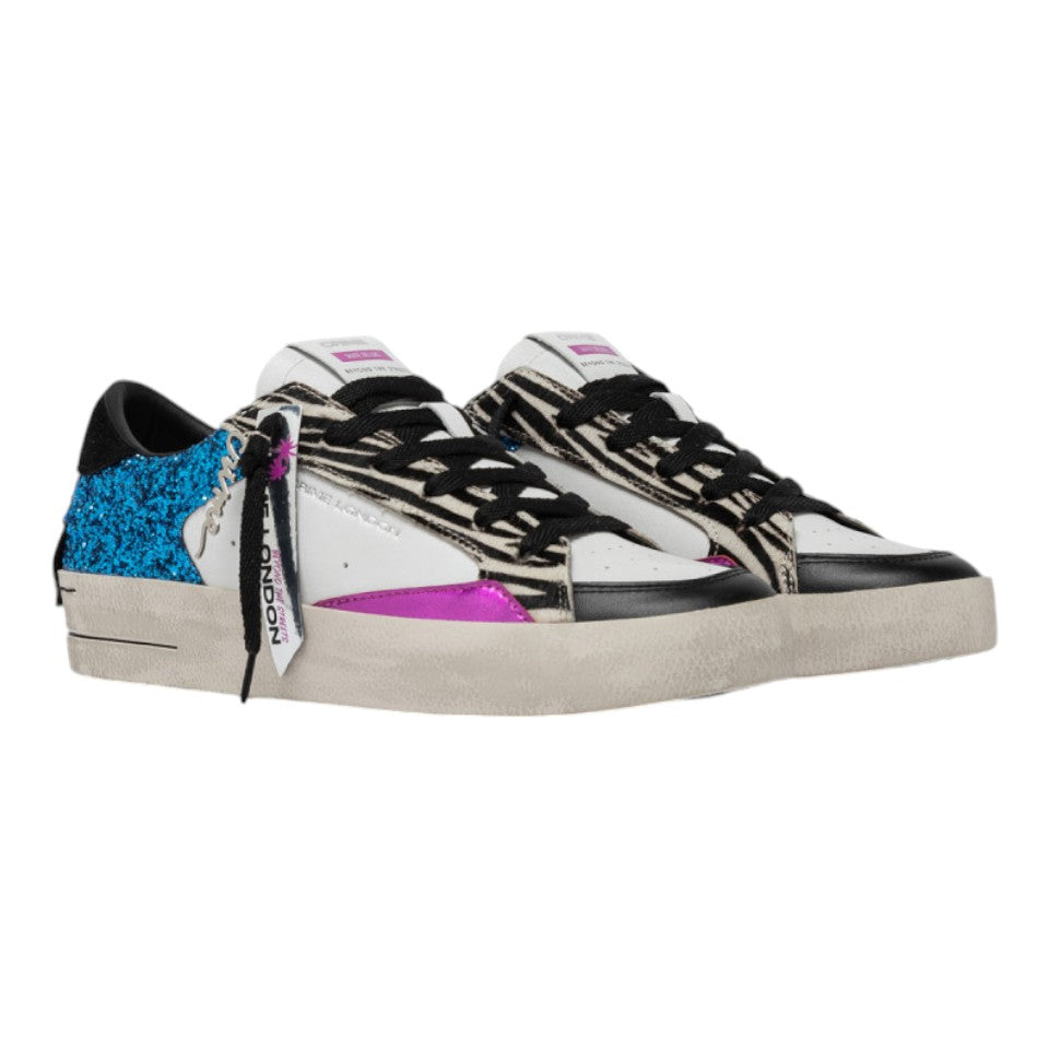 Crime London SK8 Deluxe da Donna Bianca Tropical Zebra