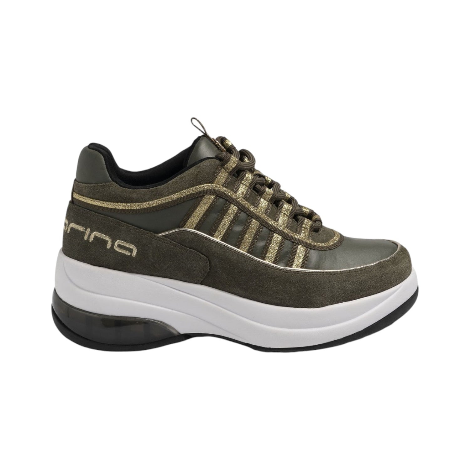 Fornarina Up Sneakers Militare Oro Platform da Donna