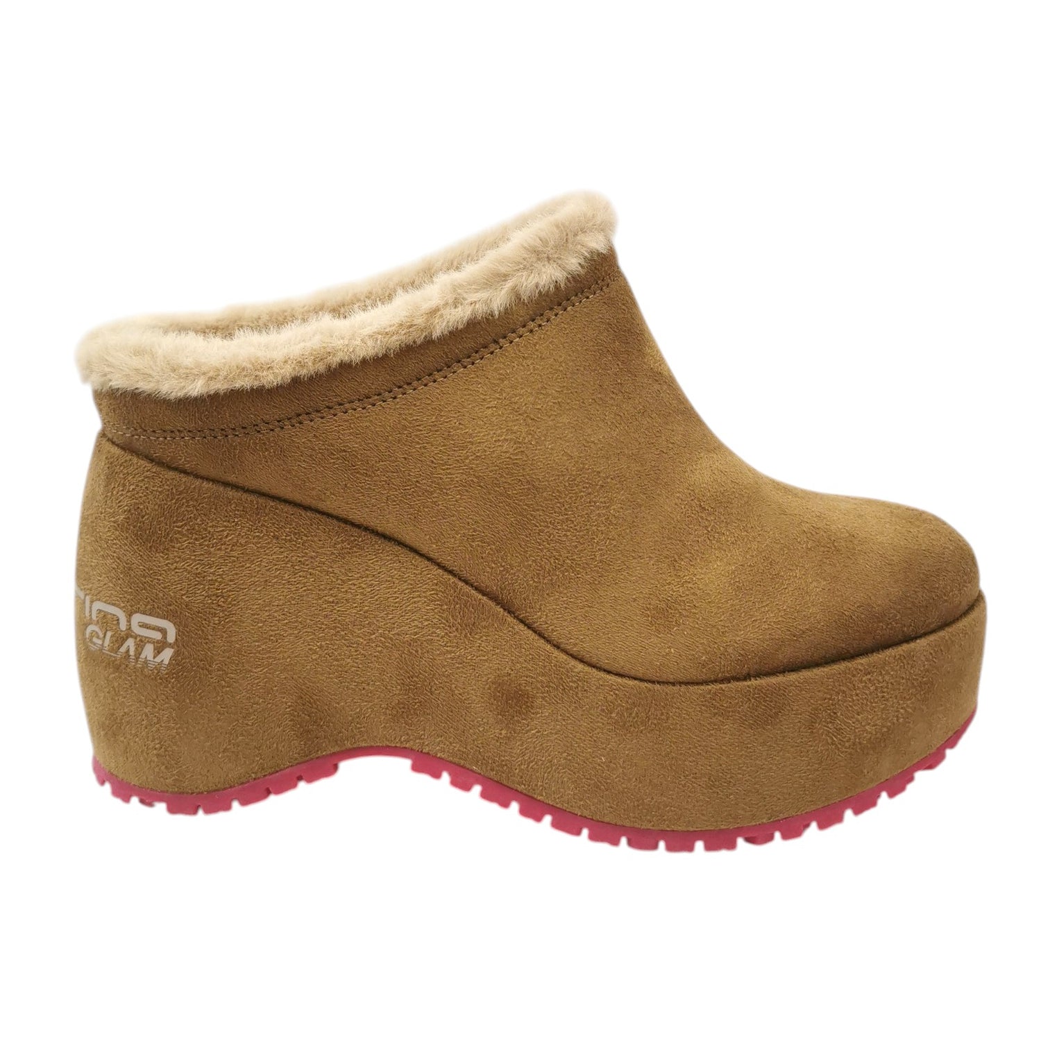 Fornarina Bubble Sabot Donna in Camoscio Castagna con Zeppa