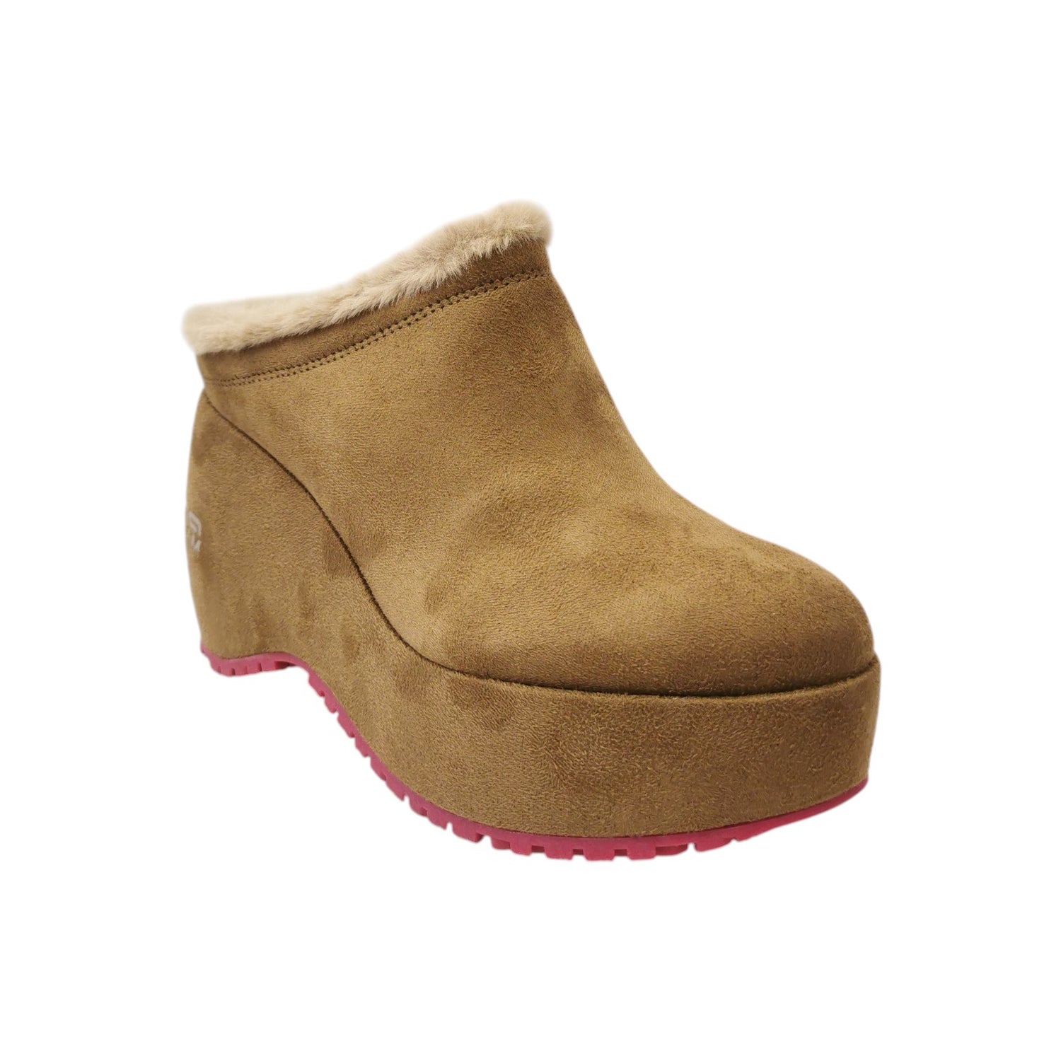 Fornarina Bubble Sabot Donna in Camoscio Castagna con Zeppa