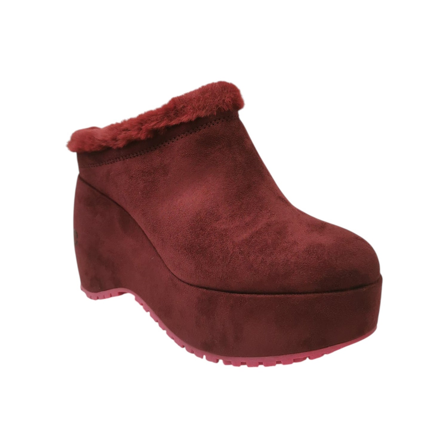 Fornarina Bubble Sabot Donna in Camoscio Ciliegia con Zeppa