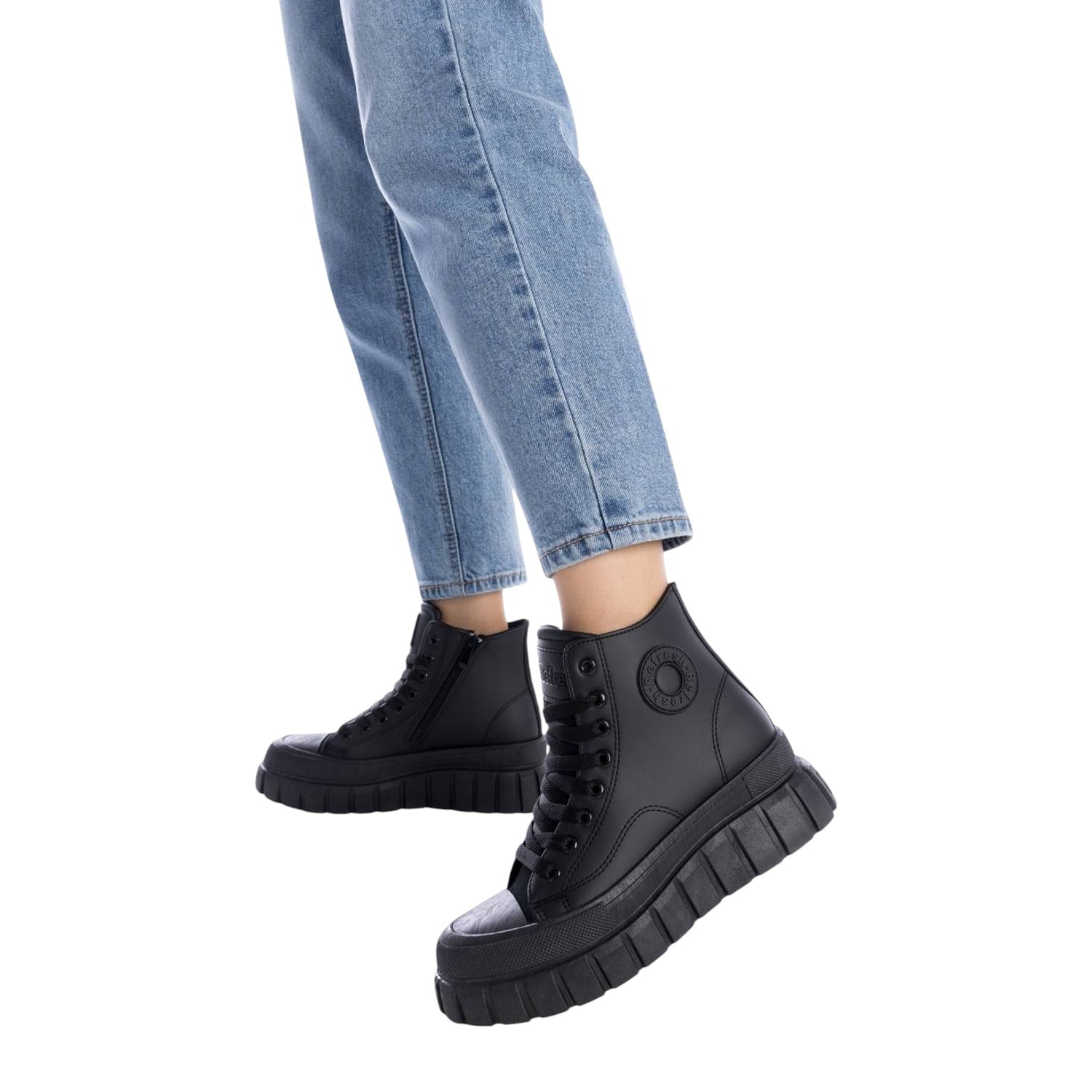 Refresh Sneakers Alta Donna in Ecopelle Nera