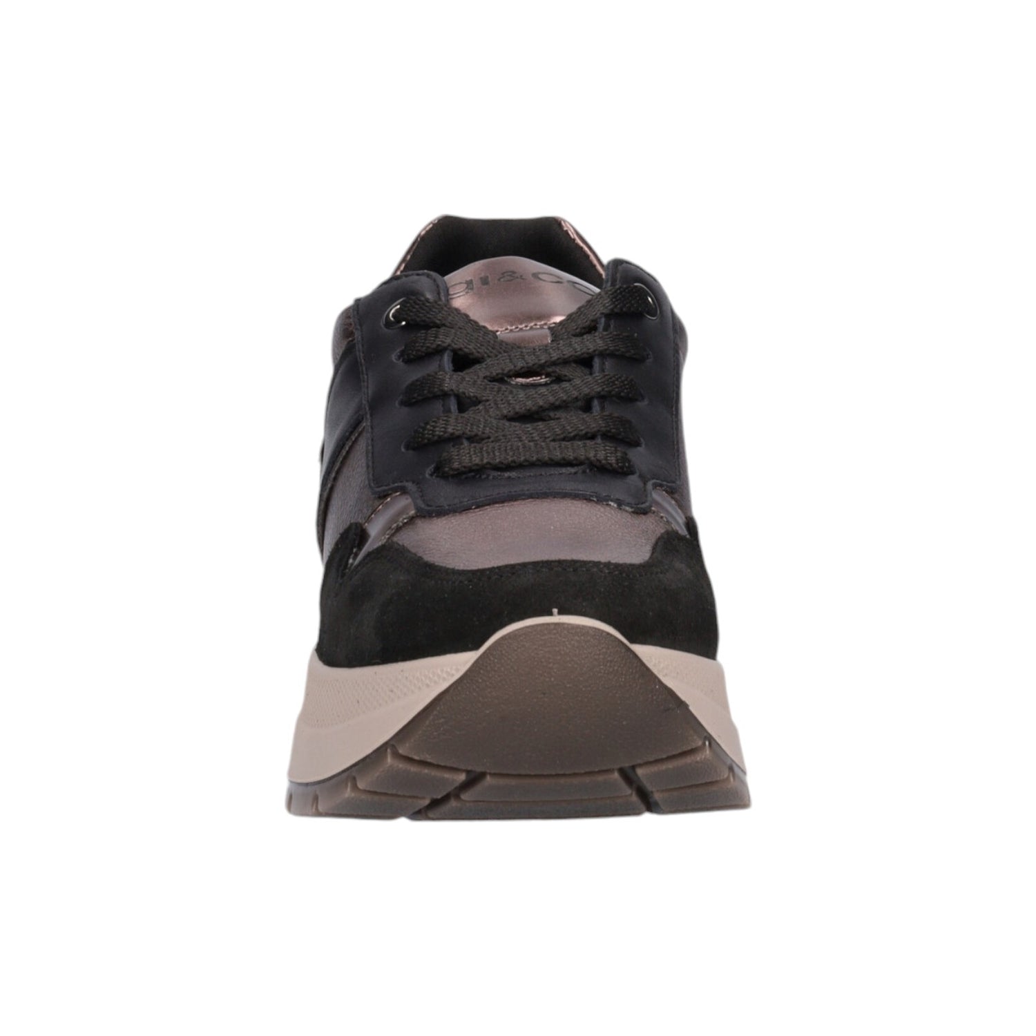 Igi&Co Sneakers Nera Bronzo in Camoscio e Pella Laminata da Donna