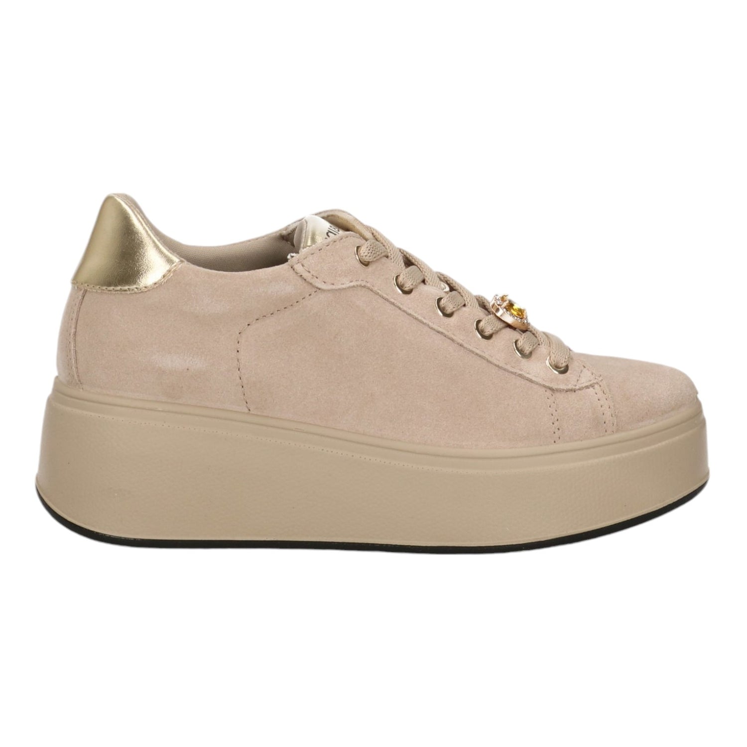 Igi&Co Sneakers Visone Platform in Camoscio con Accessorio da Donna