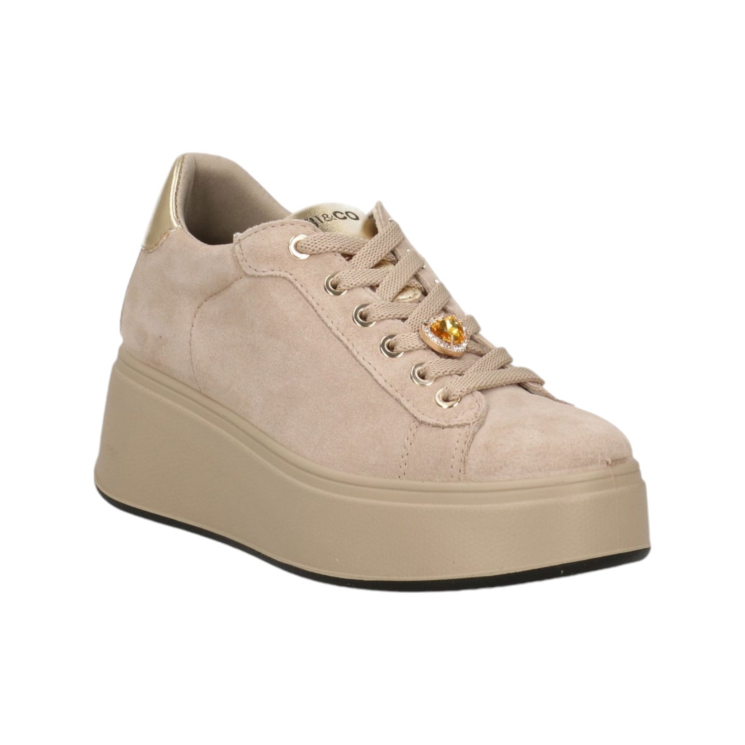 Igi&Co Sneakers Visone Platform in Camoscio con Accessorio da Donna