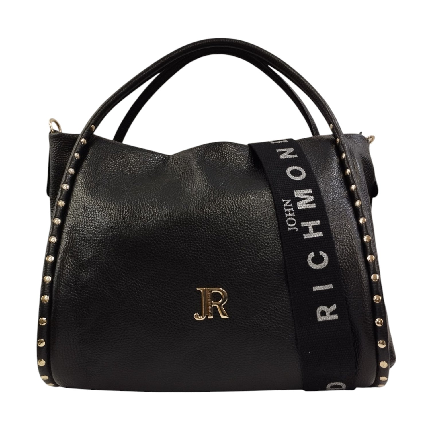 John Richmond Borsa a Spalla Nero Oro con Tracolla da Donna