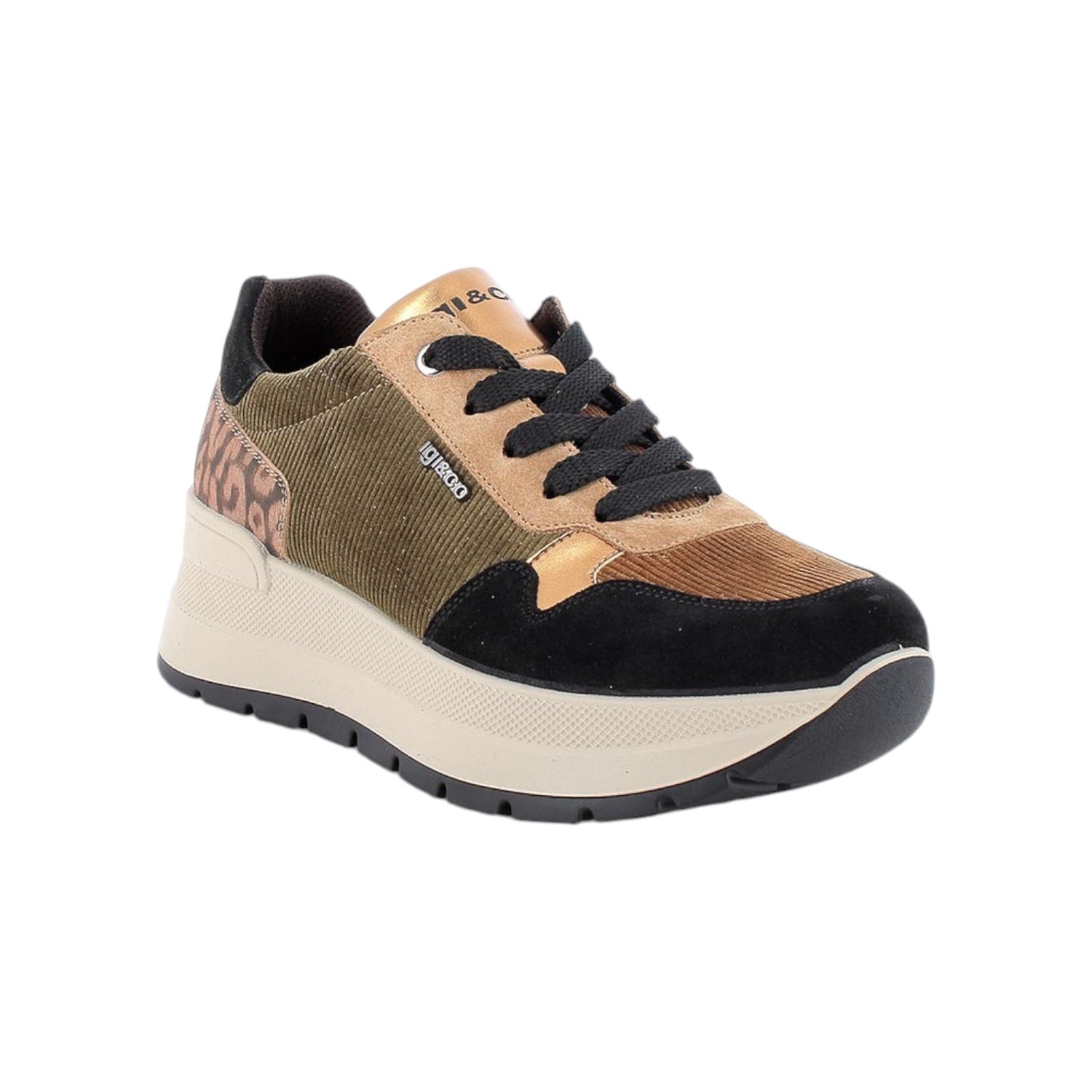 Igi&Co Sneakers Nero Bronzo con Zeppa da Donna