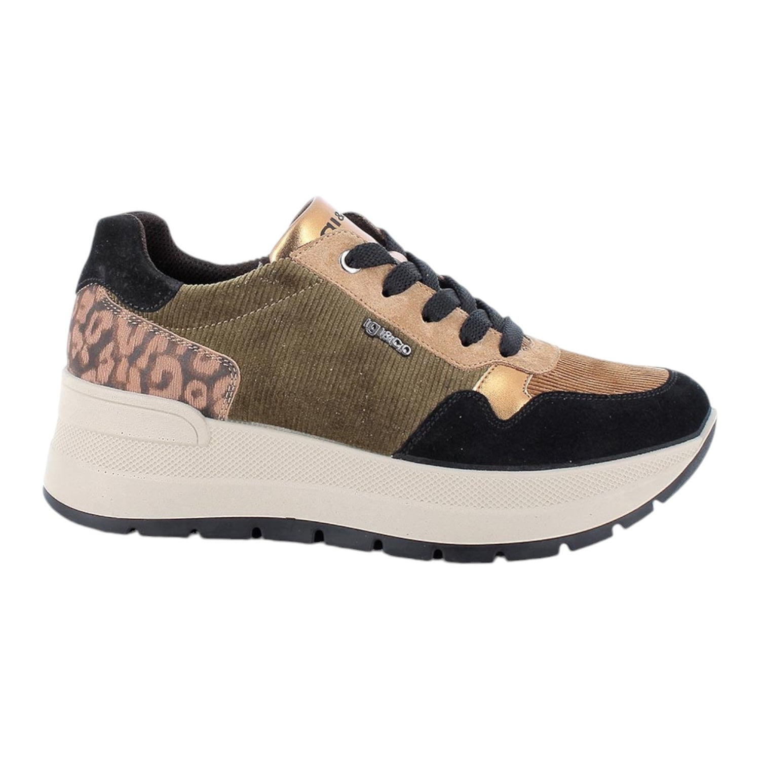 Igi&Co Sneakers Nero Bronzo con Zeppa da Donna