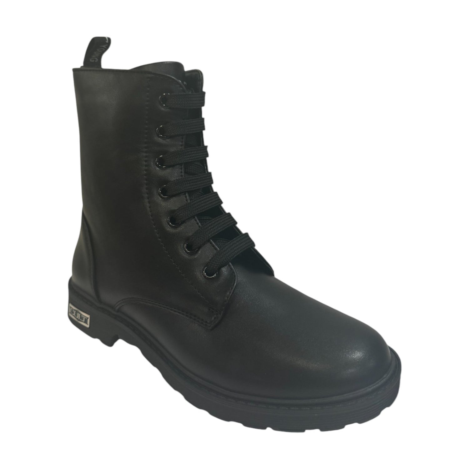 Cult Young Anfibio Alto Nero con Lacci e Zip Laterale