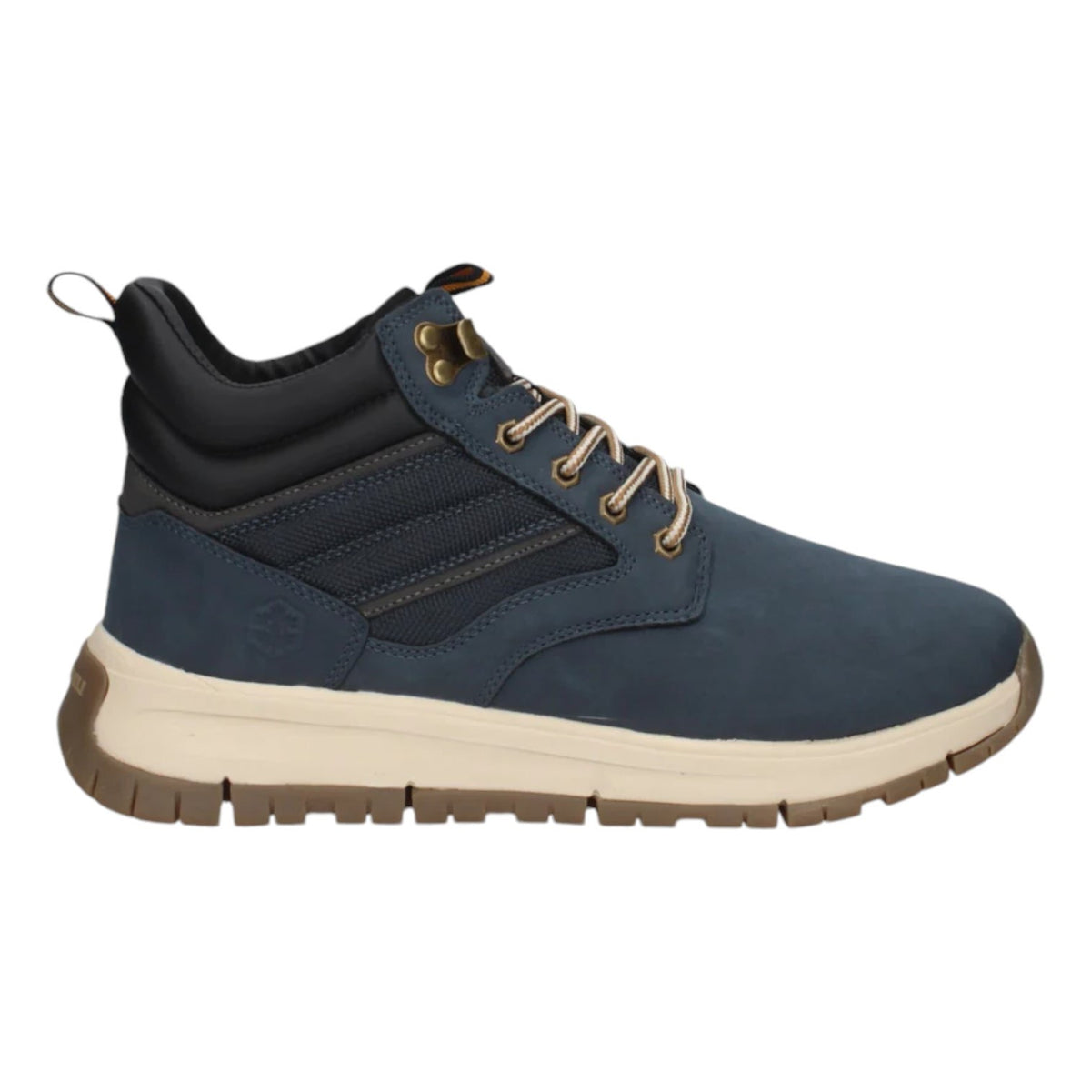 Lumberjack Polacchino Stringato Uomo in Ecopelle Blu con Inserti in Tessuto