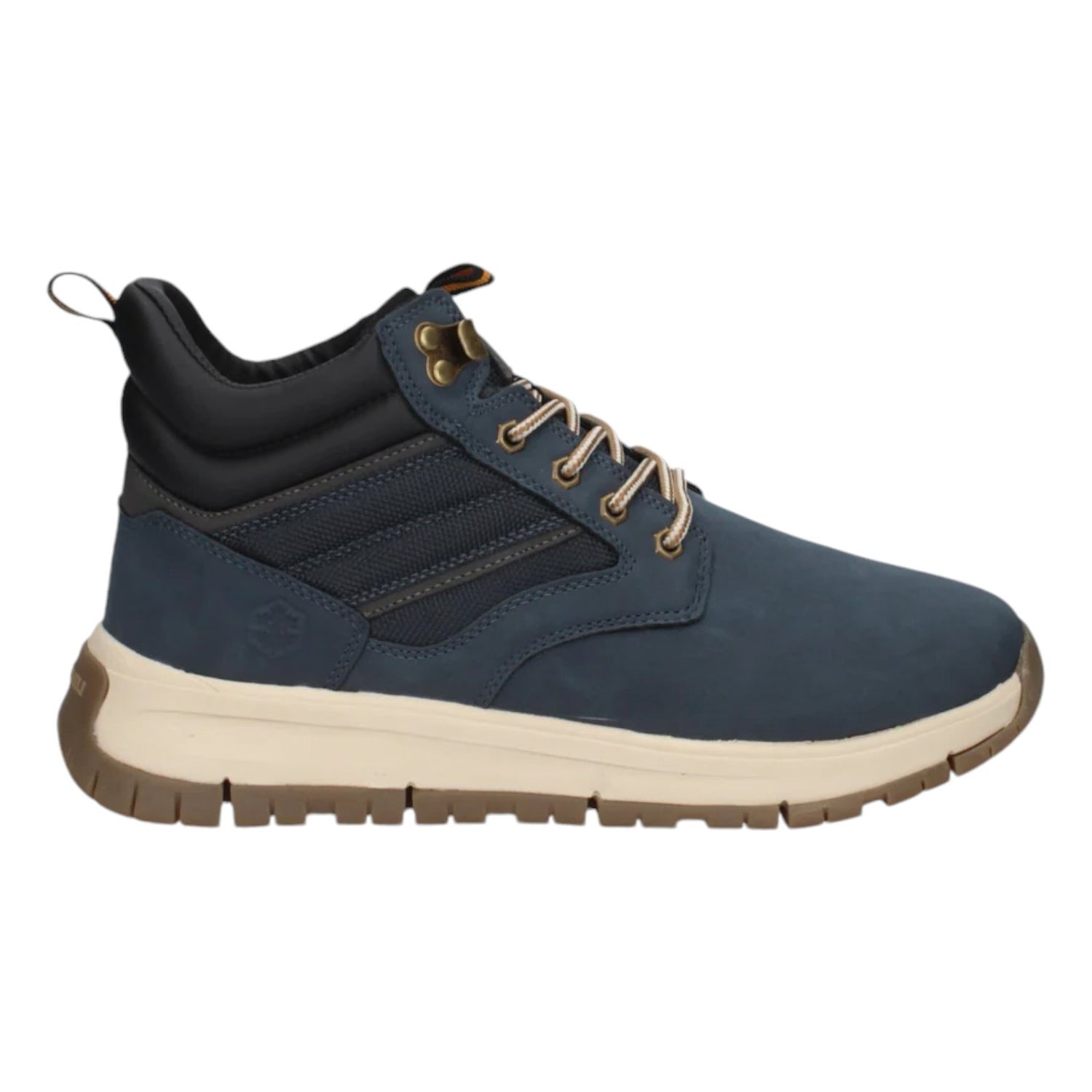 Lumberjack Polacchino Stringato Uomo in Ecopelle Blu con Inserti in Tessuto