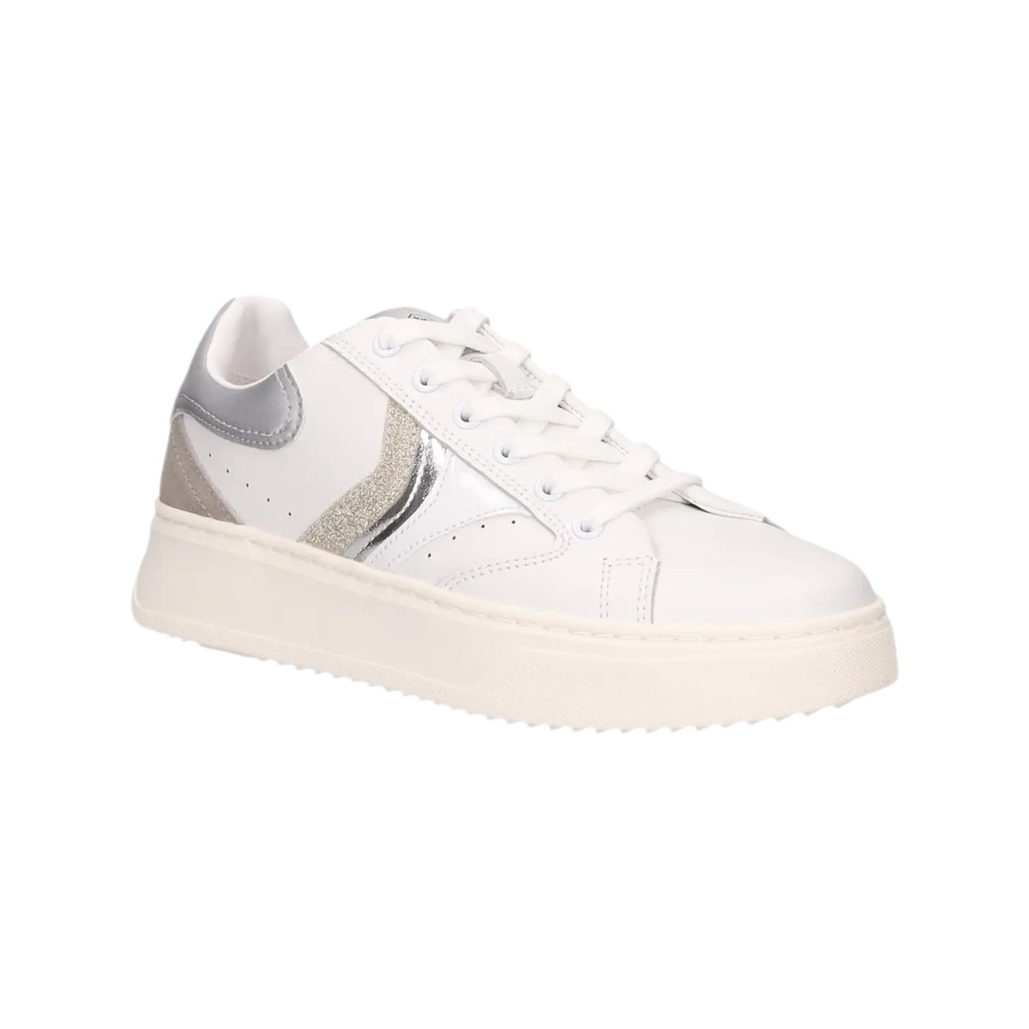 Lumberjack Sneakers Donna in Ecopelle Bianca Argento con Dettagli Lurex