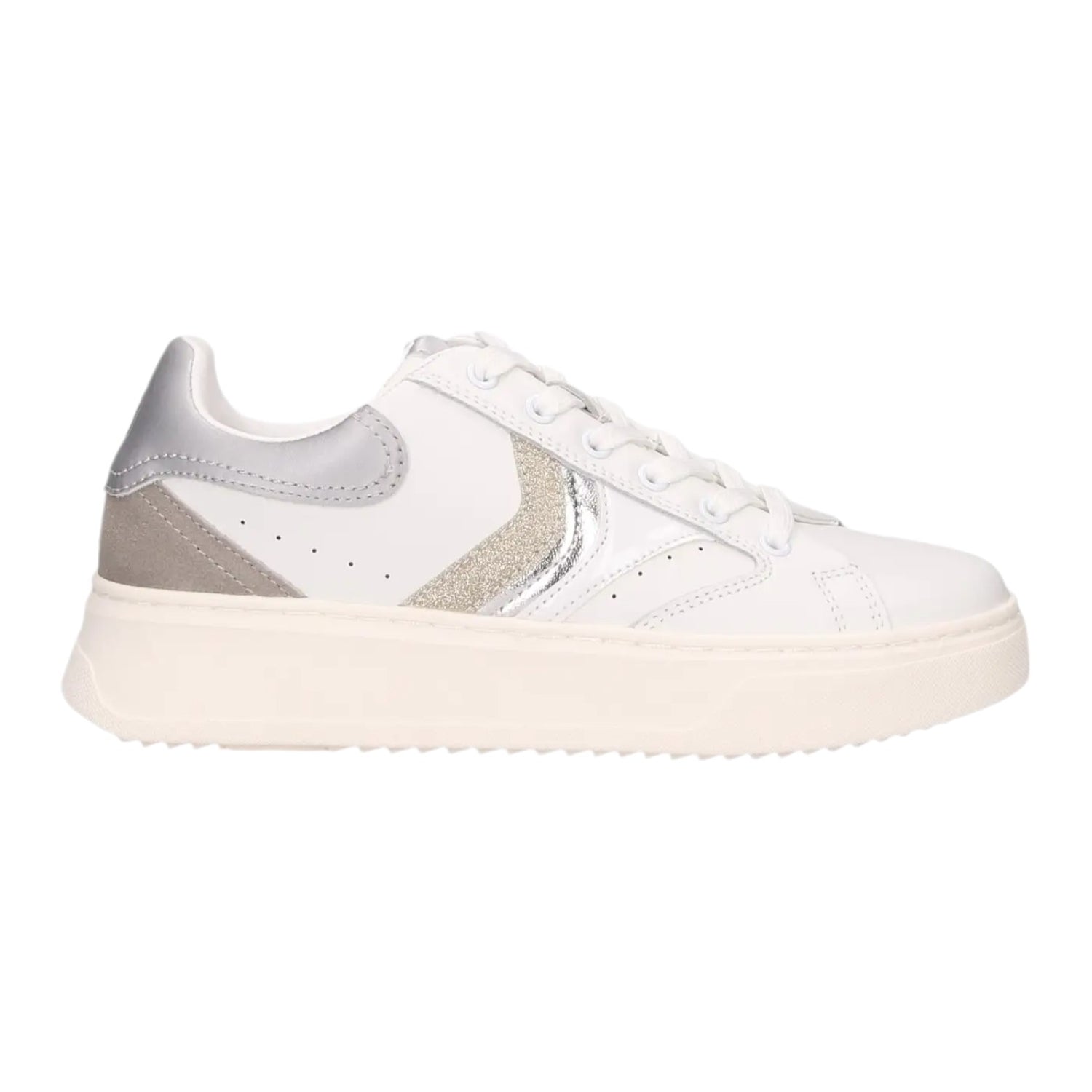 Lumberjack Sneakers Donna in Ecopelle Bianca Argento con Dettagli Lurex