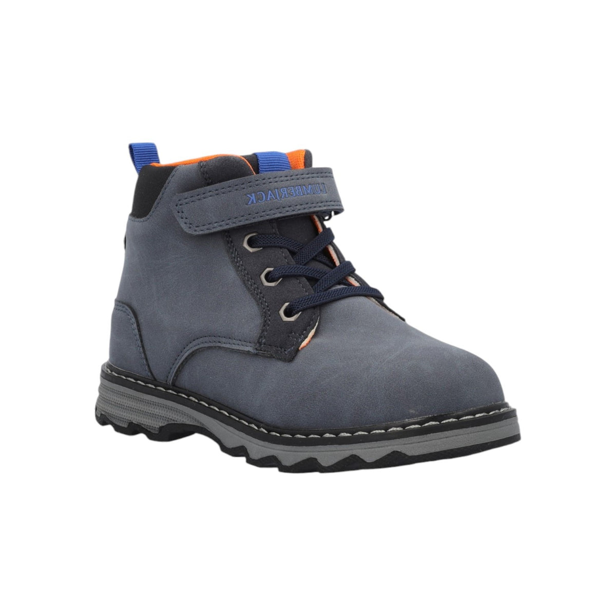 Lumberjack Polacchino Bambino in Ecopelle Impermeabile Blu con Strappo e Lacci Elasticizzati