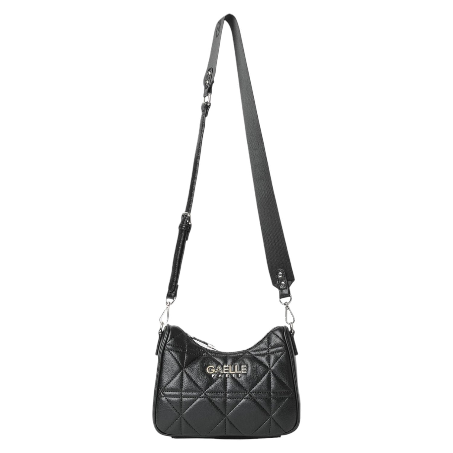 Gaelle Borsa a Tracolla Donna in Ecopelle Matelassè Nera Banda Logo