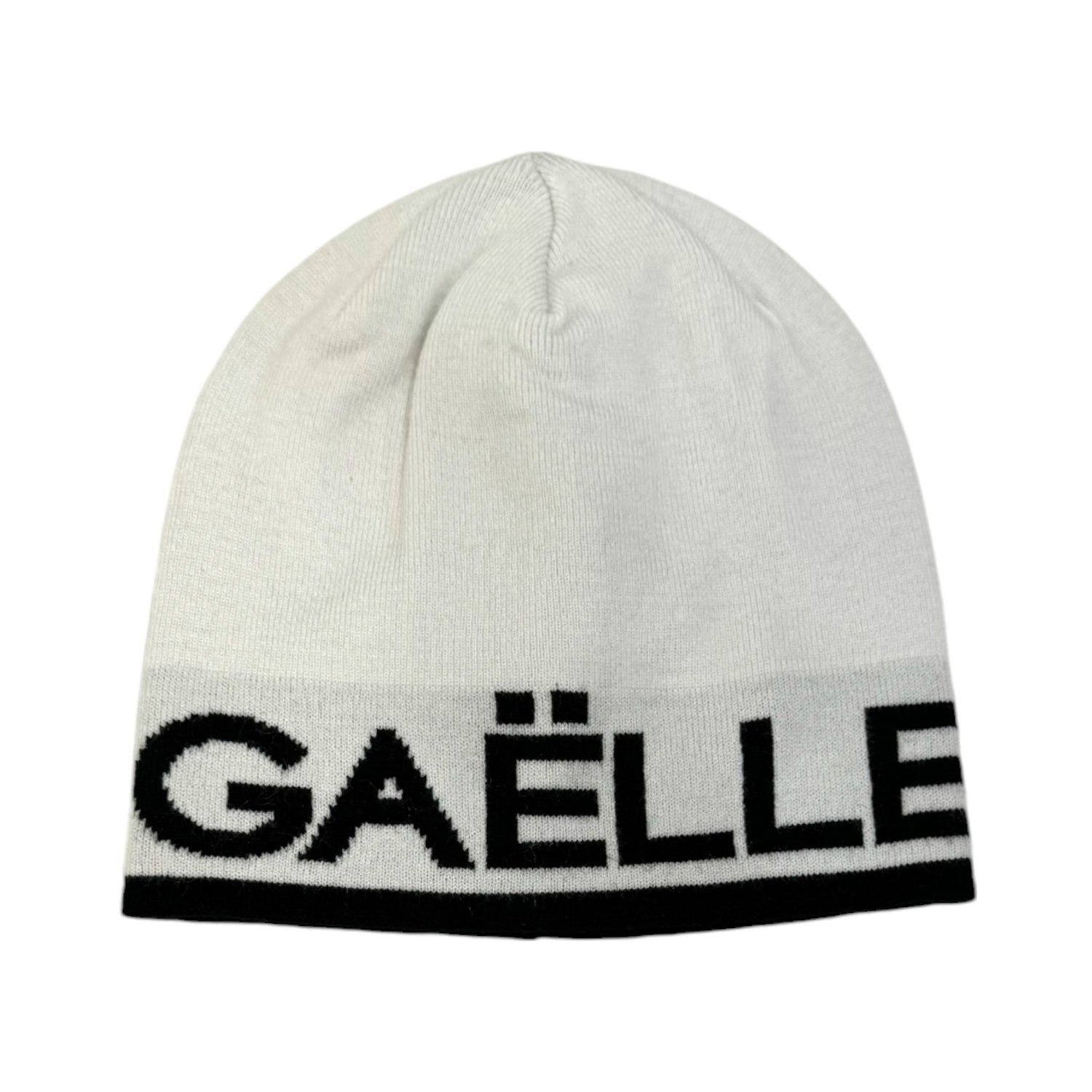 Gaelle Cappello Jaqard Donna Bianco con Scritta Nera Logo