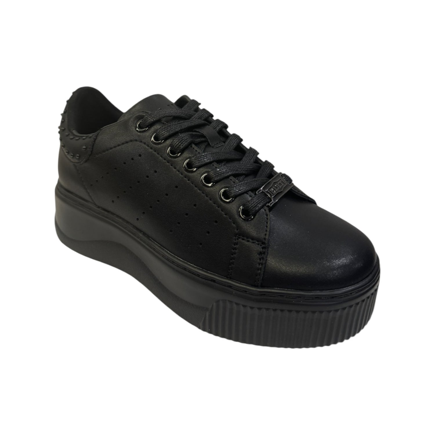 Cult Sneakers Nera Platform in Pelle da Donna