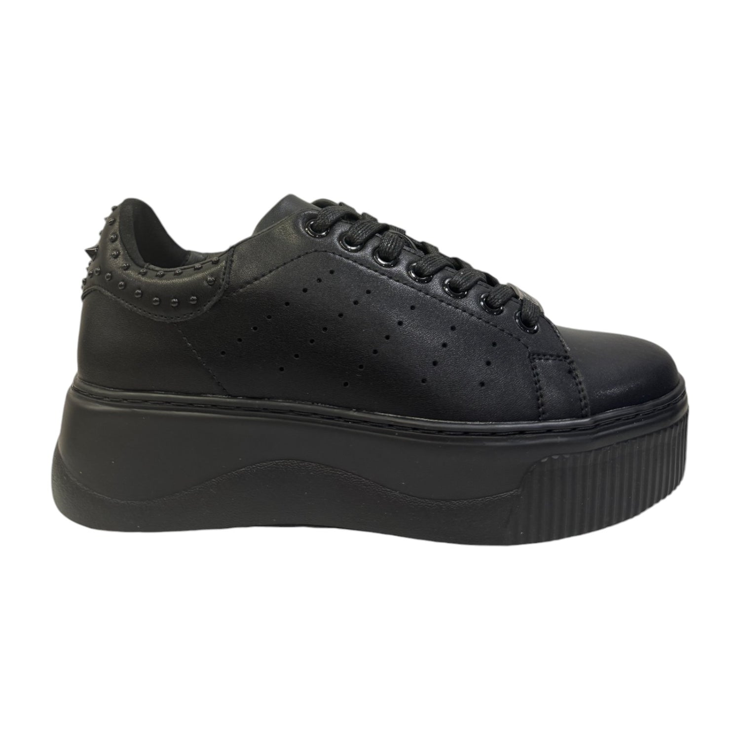 Cult Sneakers Nera Platform in Pelle da Donna