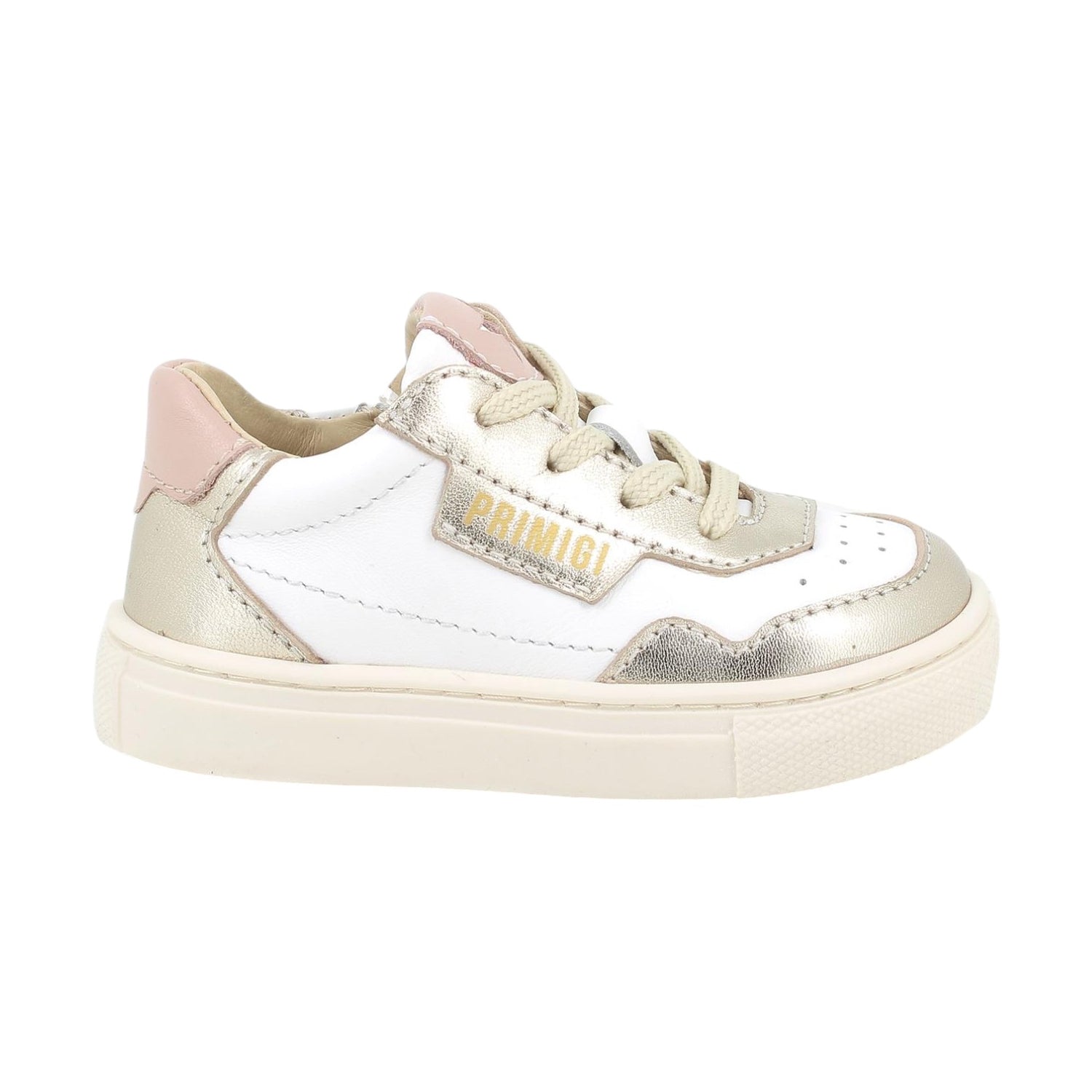 Primigi Sneakers Bianca Oro con Lacci e Zip da Bambina