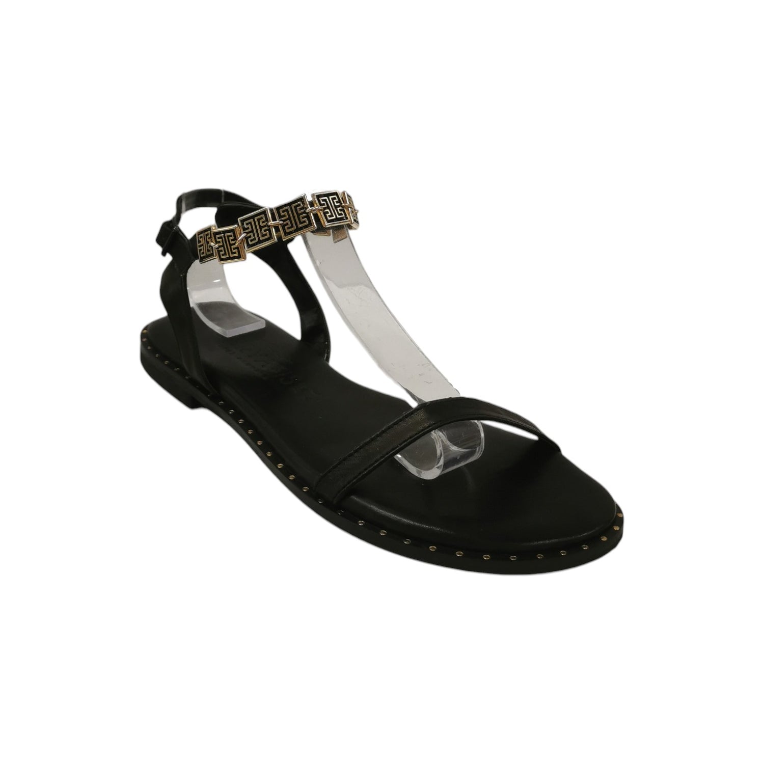 Caryatis Sandalo Nero Oro in Pelle da Donna