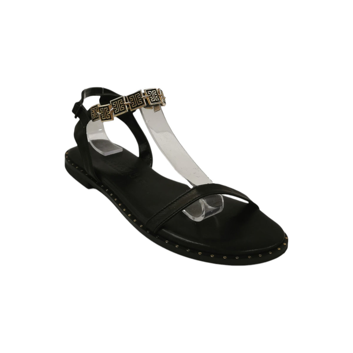 Caryatis Sandalo Nero Oro in Pelle da Donna