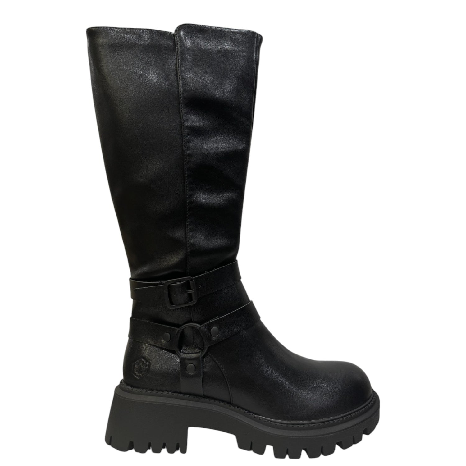 Lumberjack Stivale Donna in Pelle Nera con Doppia Fibbia con Cinturino