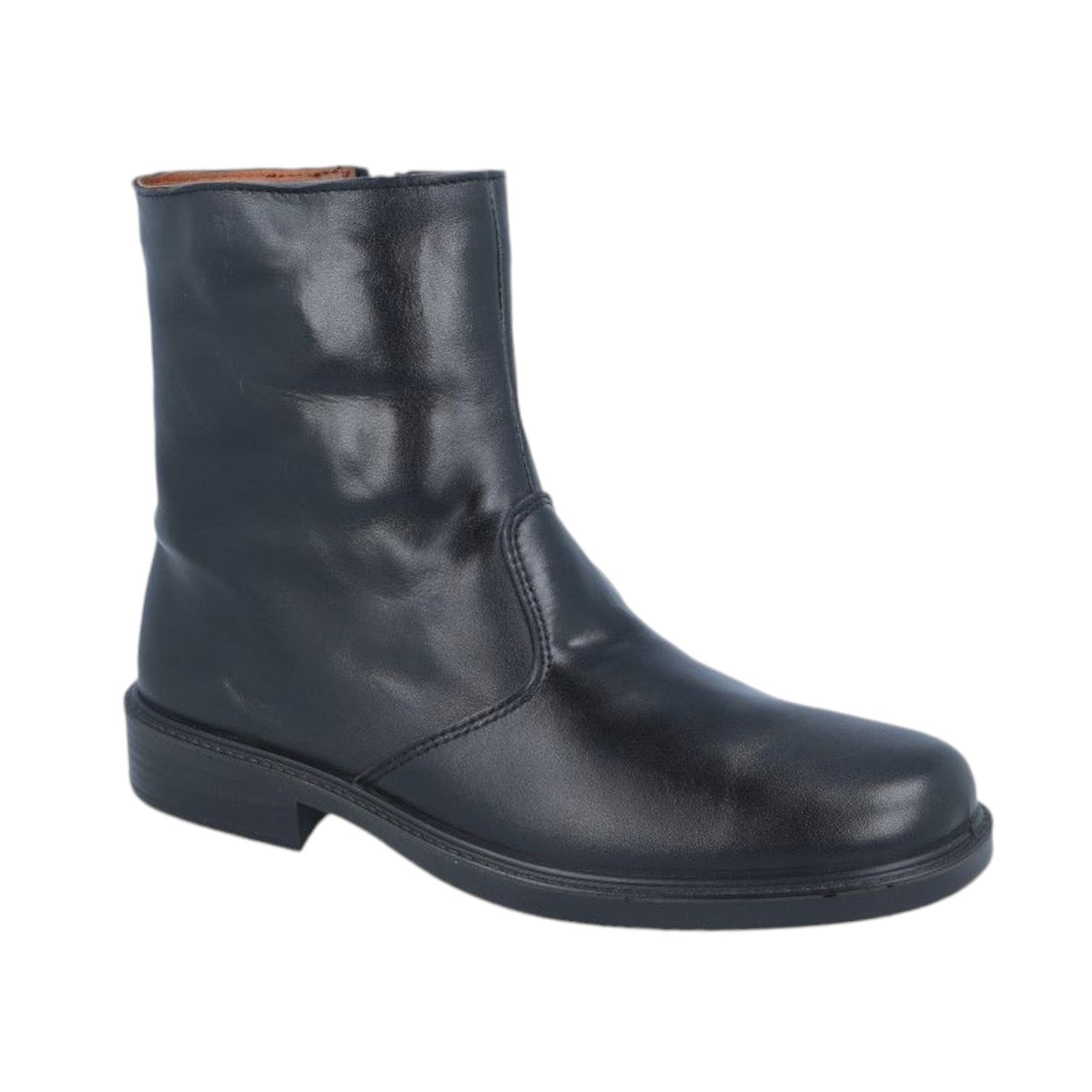 Luisetti Stivaletto Uomo in Morbidissima Pelle Nera con Zip Laterale