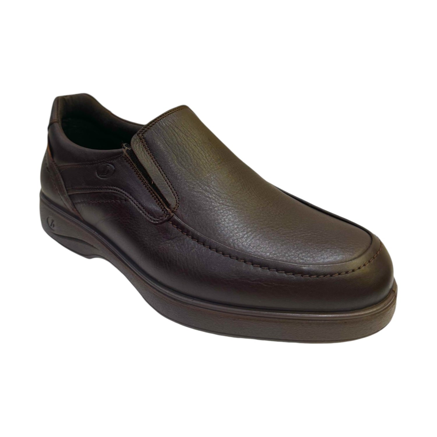 Luisetti Mocassino Uomo in Pelle Marrone con Elastici Laterali e Bordi Cuciti