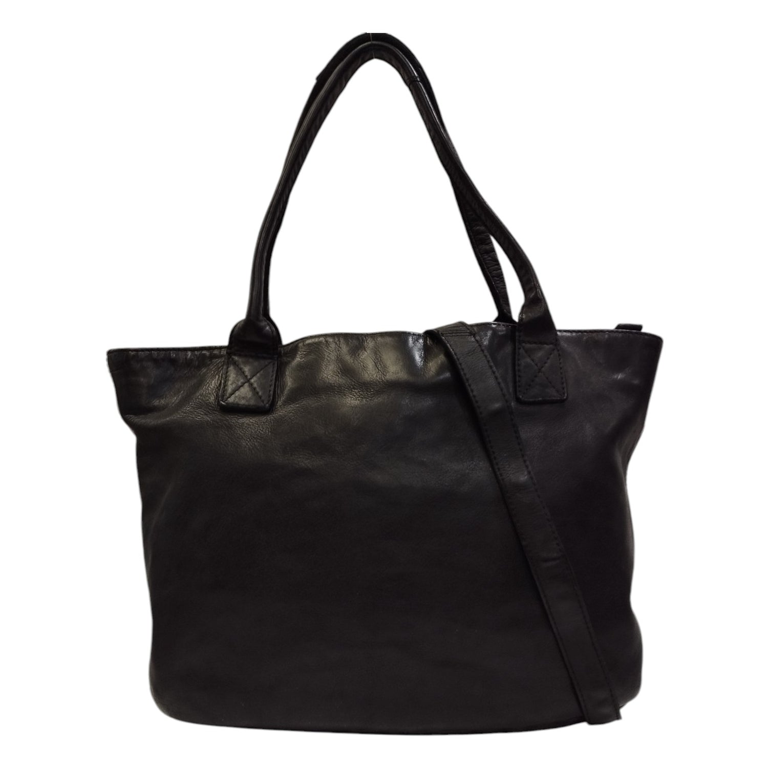 Gianni Conti Shopping Bag Nera Linea Gemma con Tracolla in Pelle da Donna