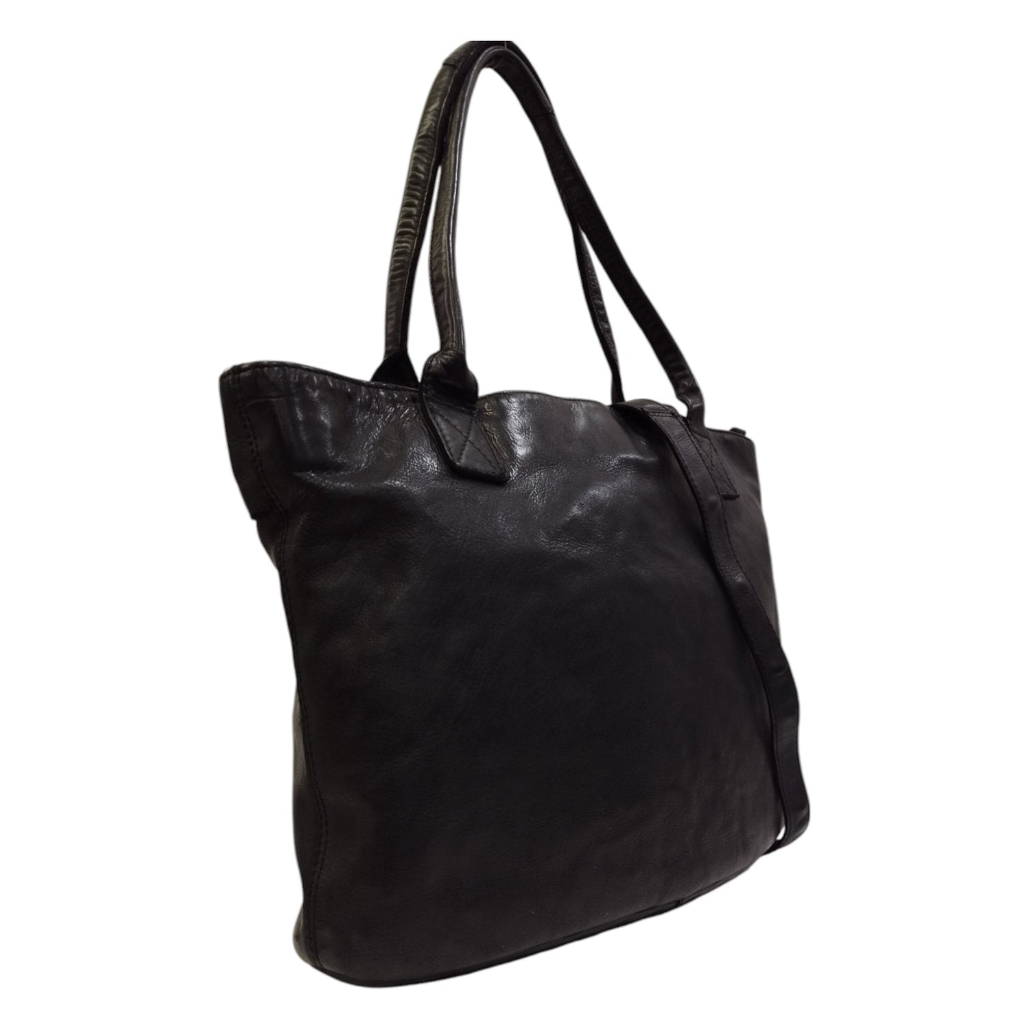 Gianni Conti Shopping Bag Nera Linea Gemma con Tracolla in Pelle da Donna